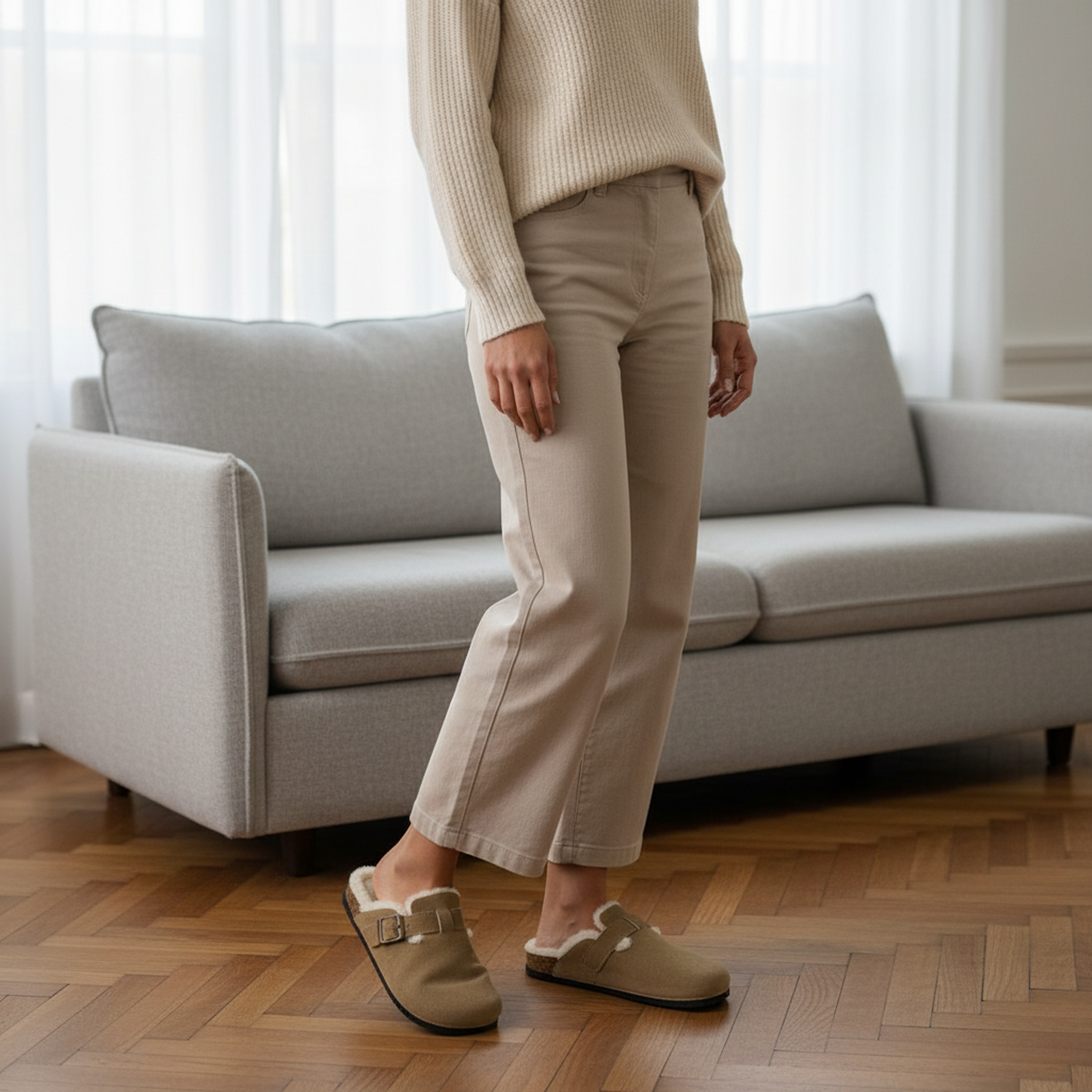 Voir la diapositive 5 : OZABI Ozabi sabots mules femme fourrées suédine boucle ajustable
