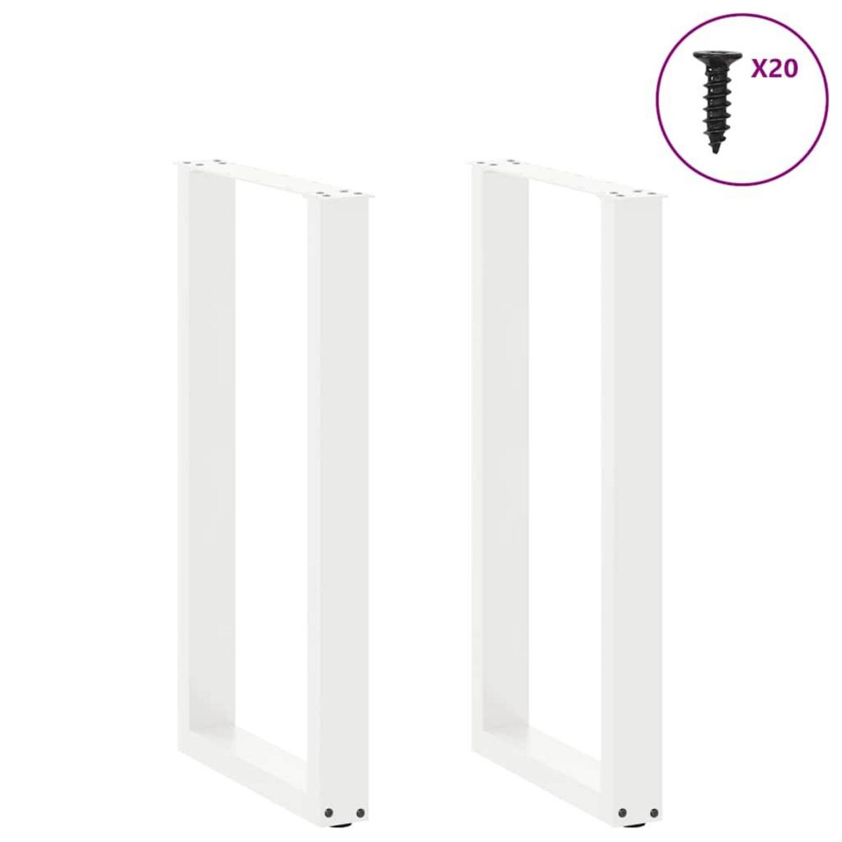 VIDAXL Pieds de table basse forme de U 2 pcs blanc 40x(90-91) cm acier