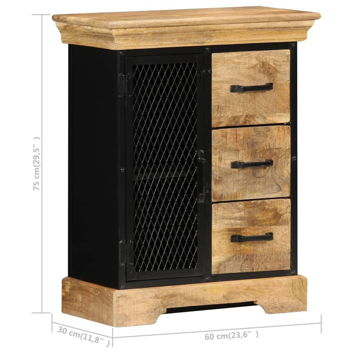 VIDAXL Buffet 60x30x75 cm Bois de manguier massif