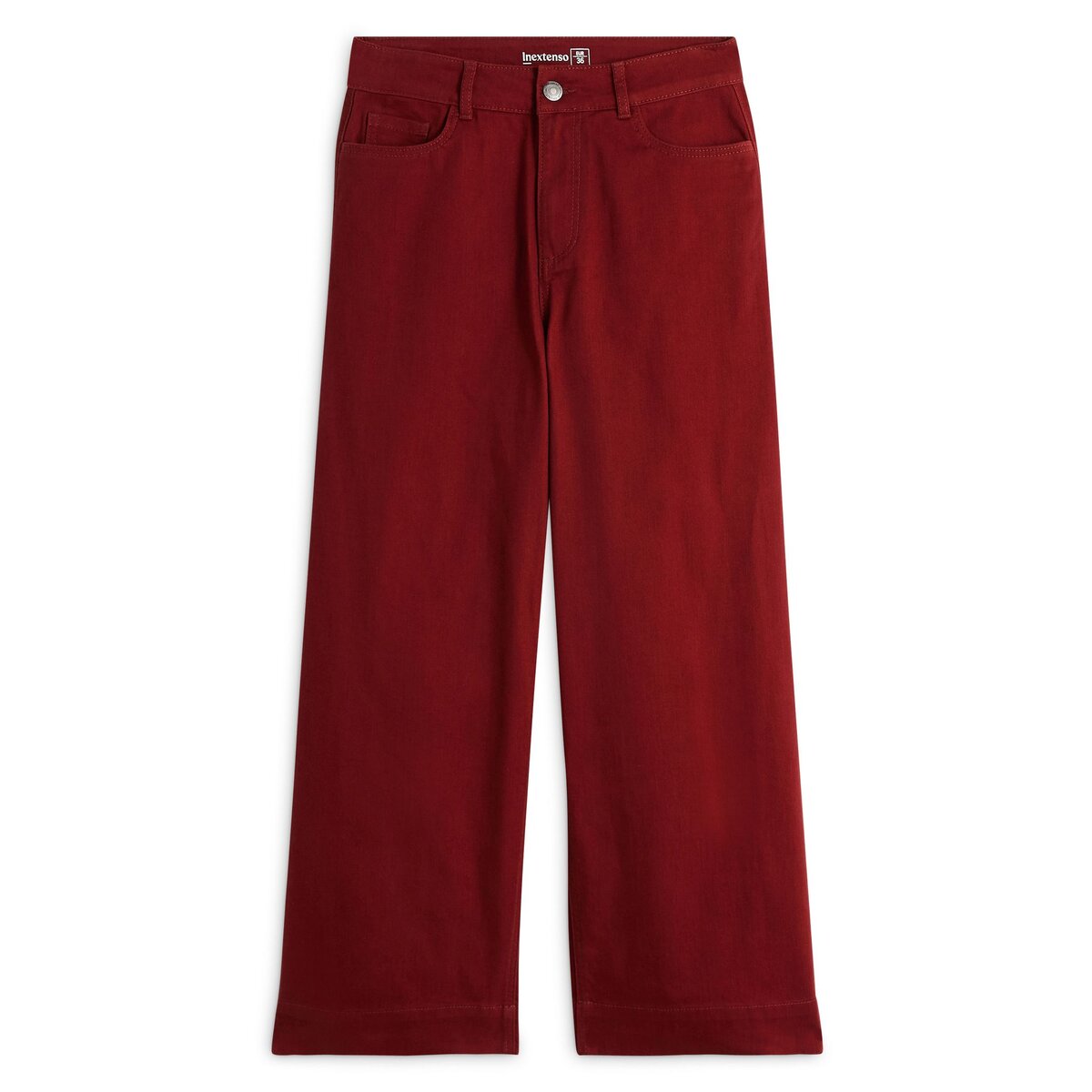 INEXTENSO Pantalon taille haute cropped rouge femme