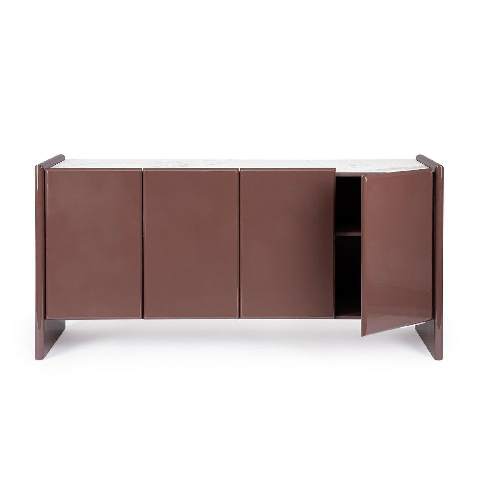 Voir la diapositive 5 : JLC KREATION Buffet design 4 portes marron brique laqué 170 cm emeralda
