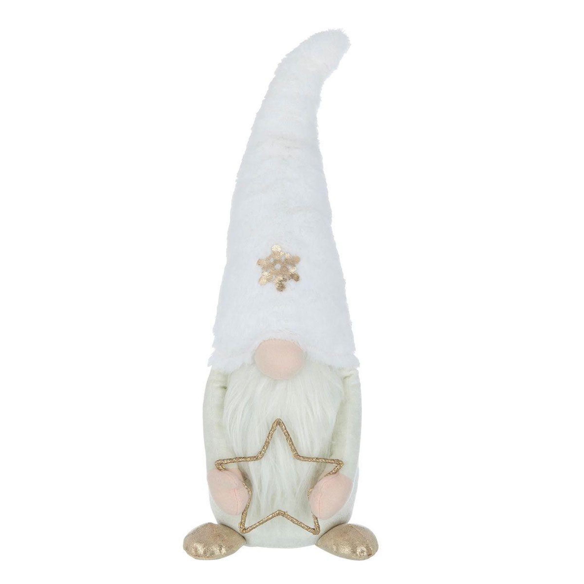 Voir la diapositive 1 : J-LINE Statue déco lutin  étoile led  59cm beige