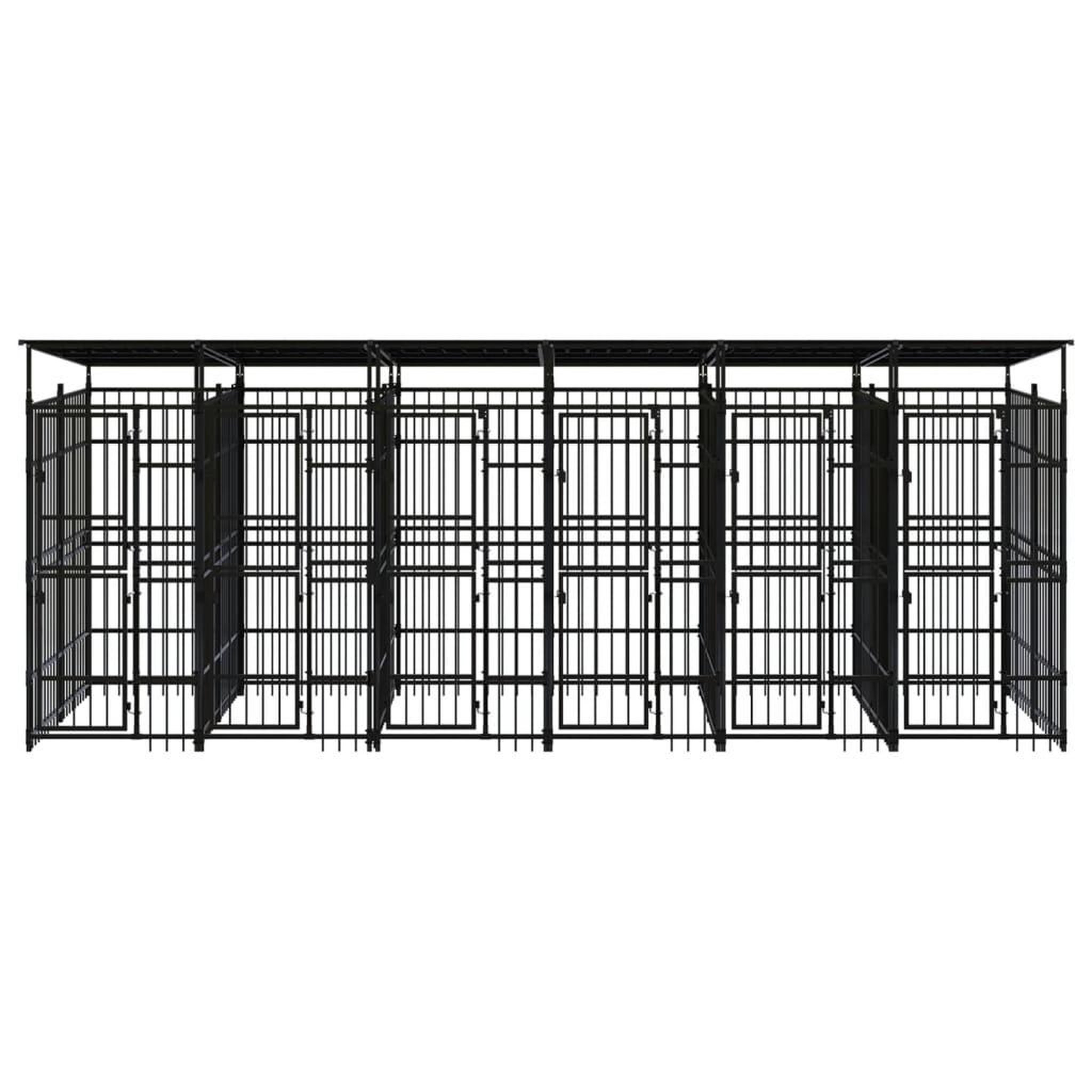 Voir la diapositive 2 : VIDAXL Chenil d'exterieur avec toit pour chiens Acier 11,06 m²