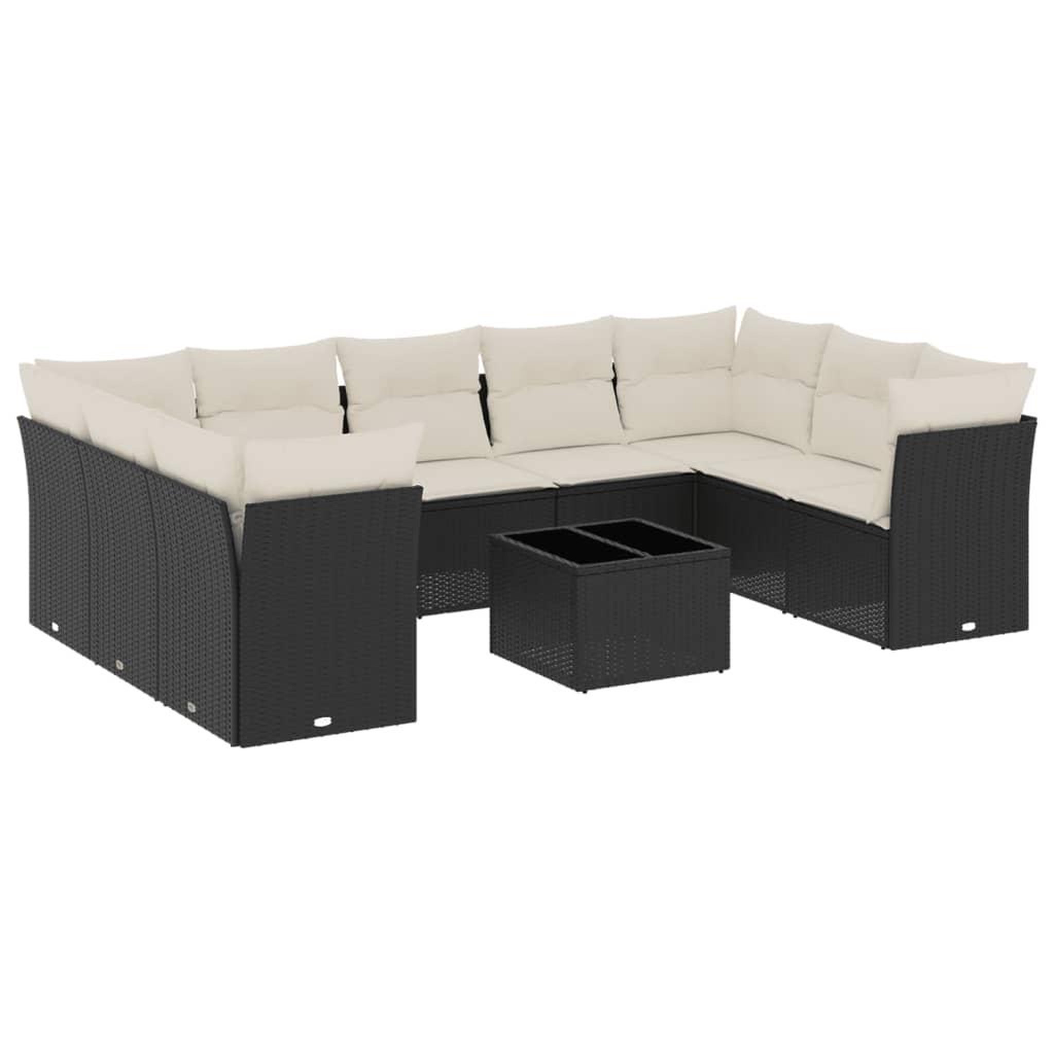 Voir la diapositive 2 : VIDAXL Salon de jardin 10 pcs avec coussins noir resine tressee