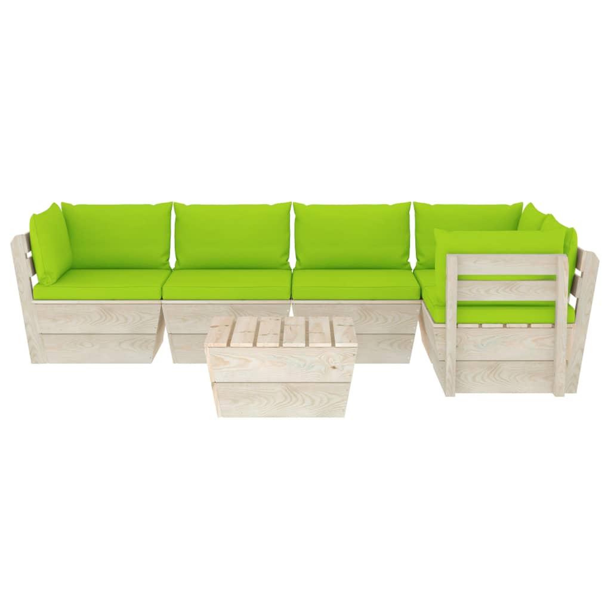 Voir la diapositive 3 : VIDAXL Salon de jardin palette 6 pcs avec coussins bois d'epicea