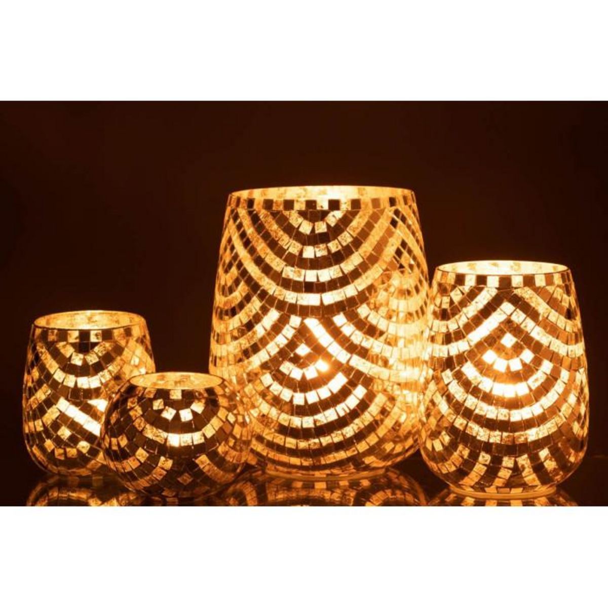 Paris Prix Photophore Mosaïque  Linda  21cm Argent & Or