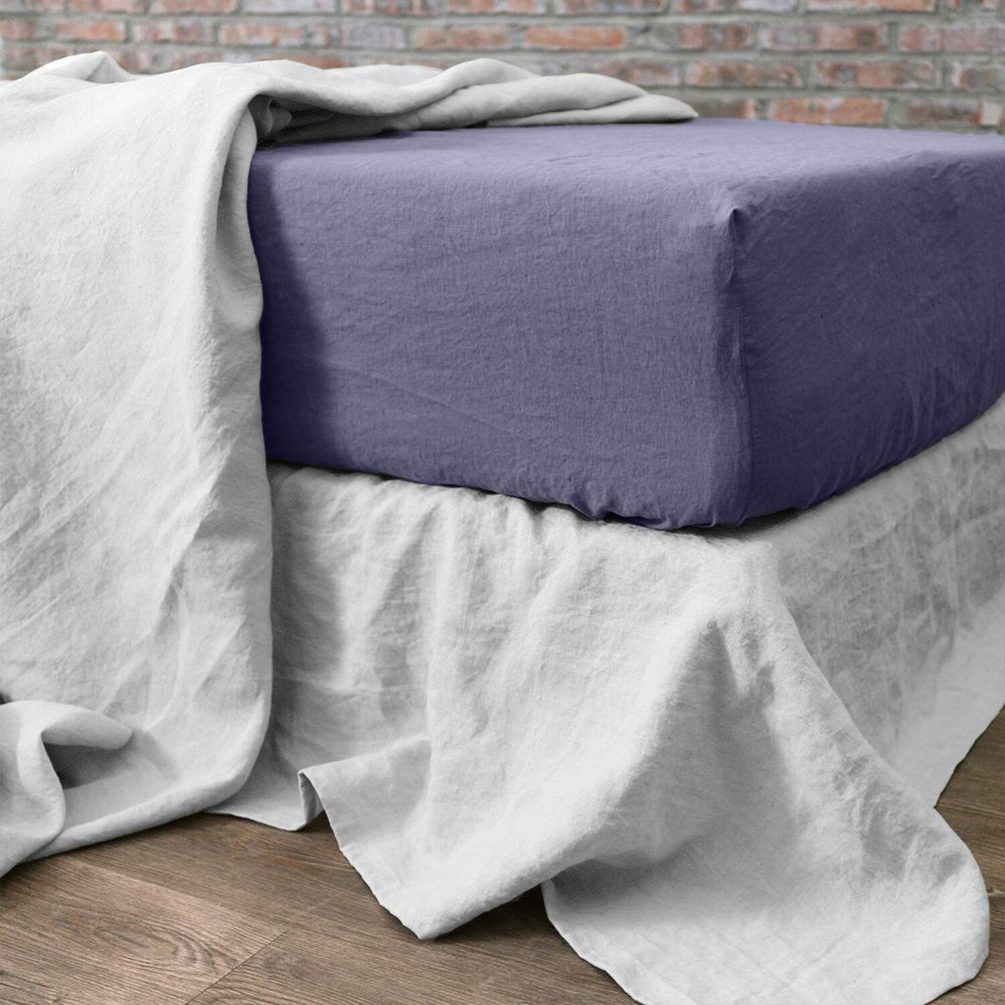 Voir la diapositive 3 : BATON ROUGE Drap housse 100% lin lavé 160g kiwi