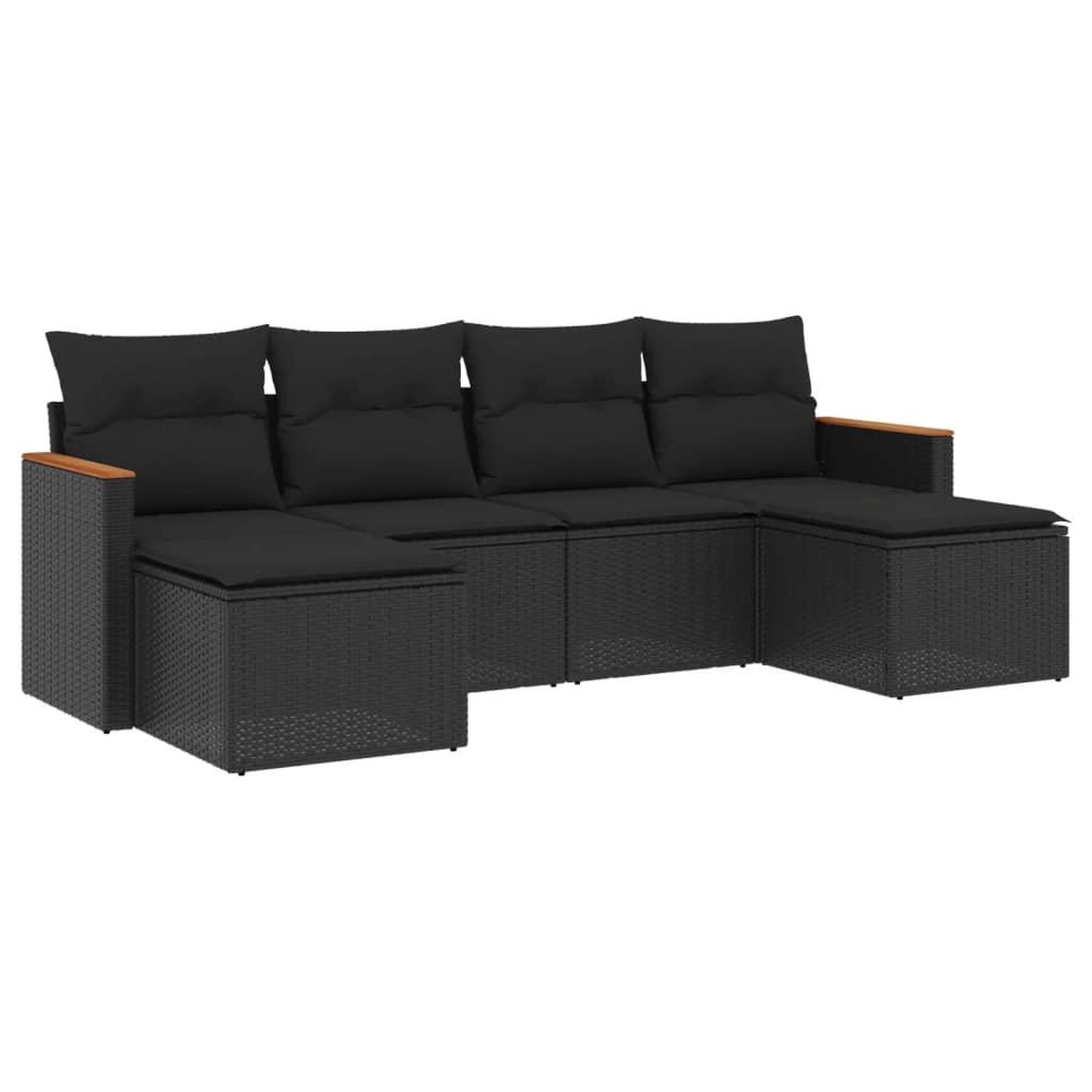 Voir la diapositive 2 : VIDAXL Salon de jardin 6 pcs avec coussins noir resine tressee