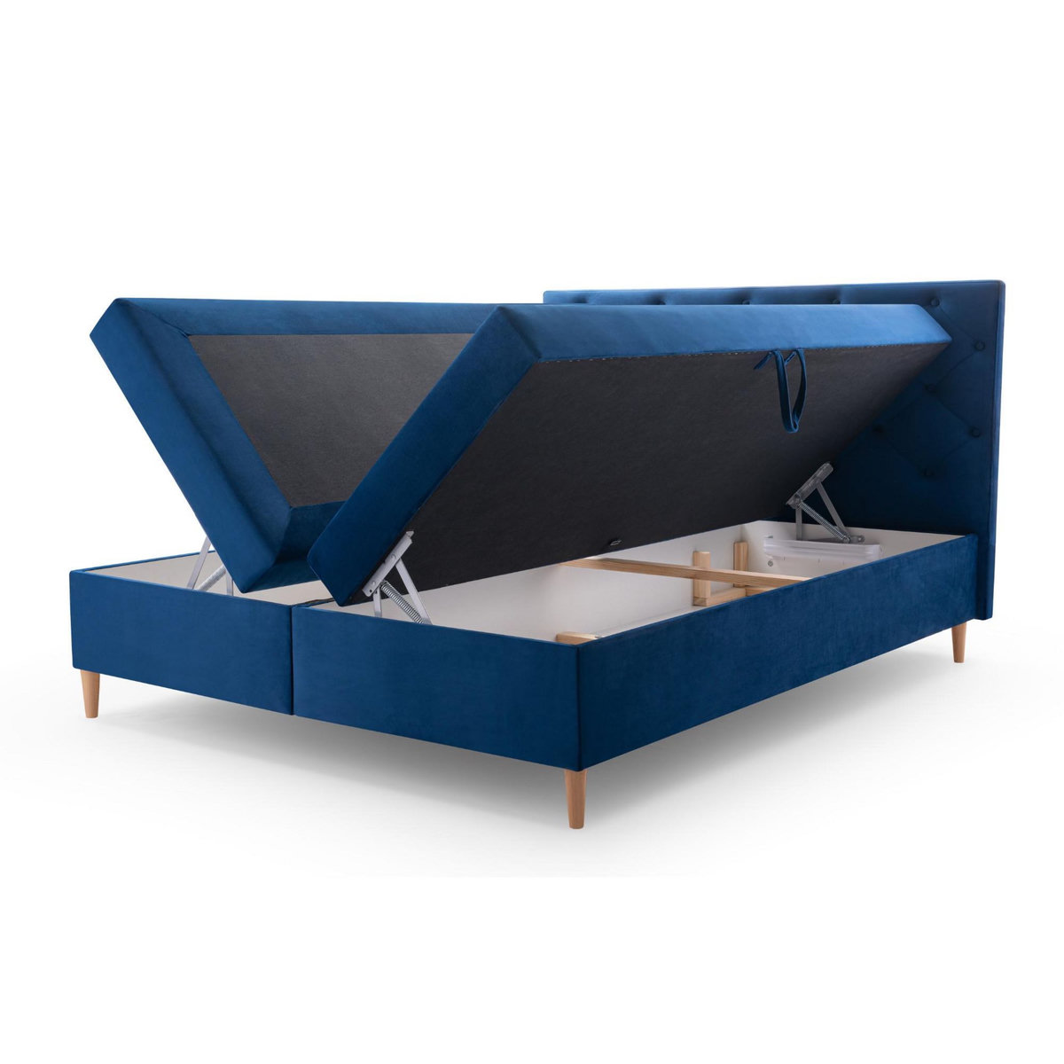 BEST MOBILIER Louis - lit boxspring - 180x200 - en velours - coffres et surmatelas inclus