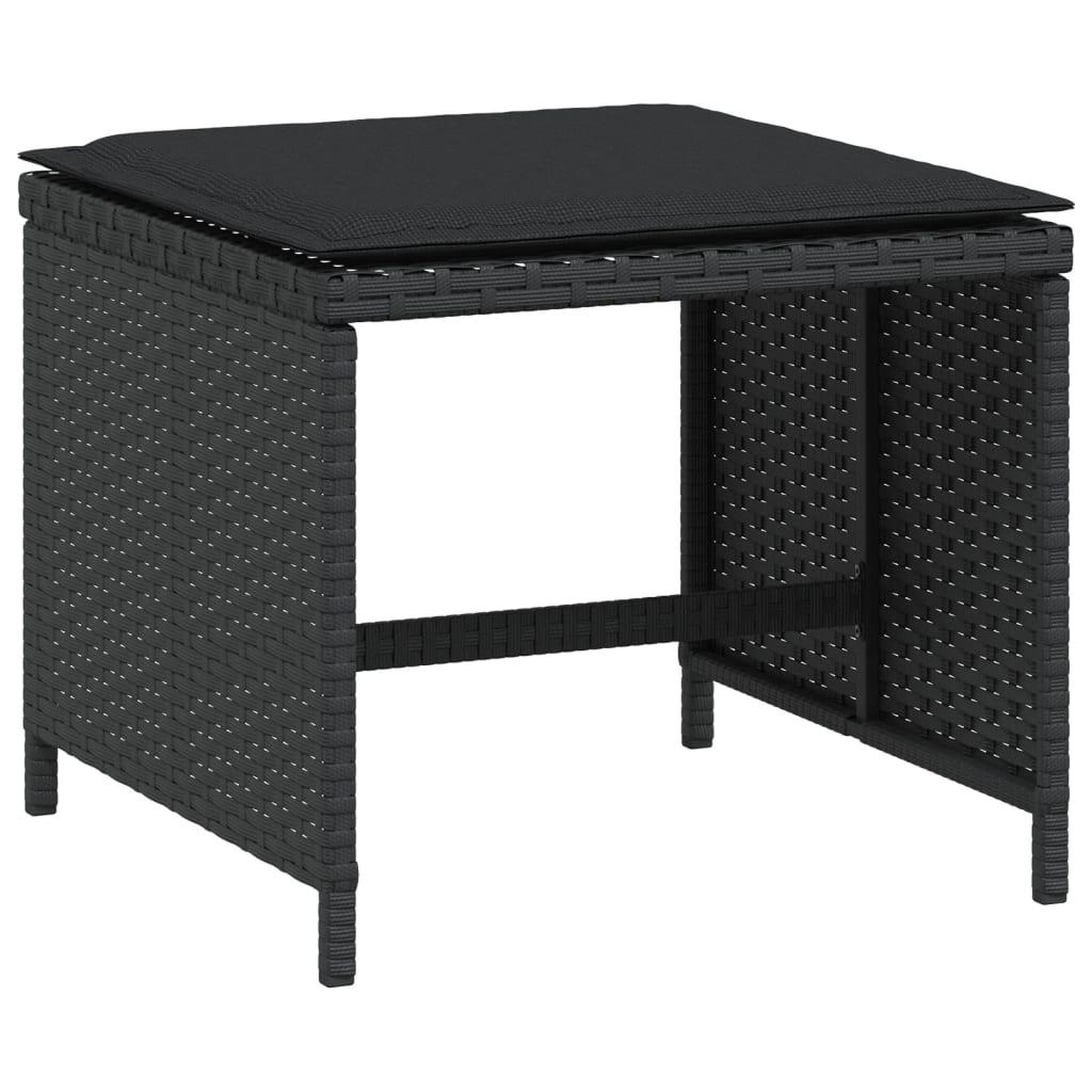Voir la diapositive 4 : VIDAXL Tabourets de jardin et coussins lot de 4 noir 41x41x36 cm rotin