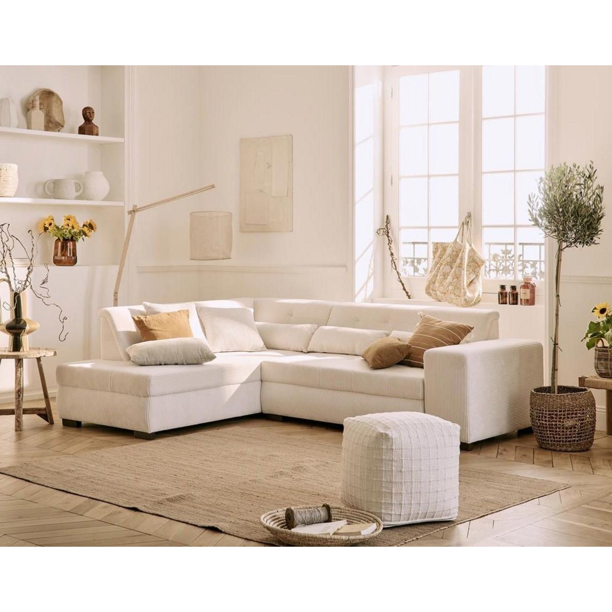 LISA DESIGN Vermont - canapé d'angle gauche - 5 places - convertible - en velours côtelé