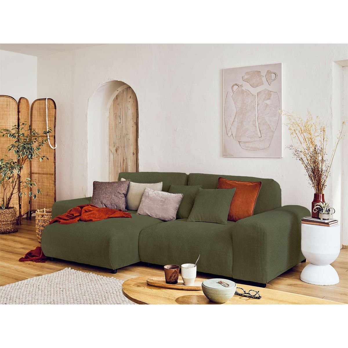 LISA DESIGN Garance - canapé d'angle réversible - 4 places - en velours côtelé