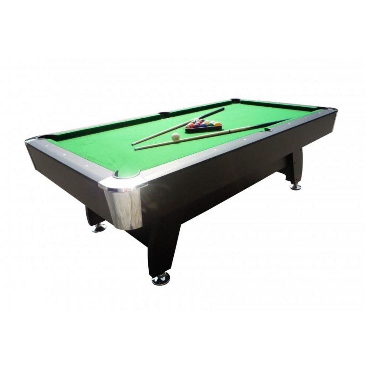 PLAY4FUN Billard Americain avec Retour de boules automatique et Accessoires -Marron et Tapis Vert - 213 x 122 cm