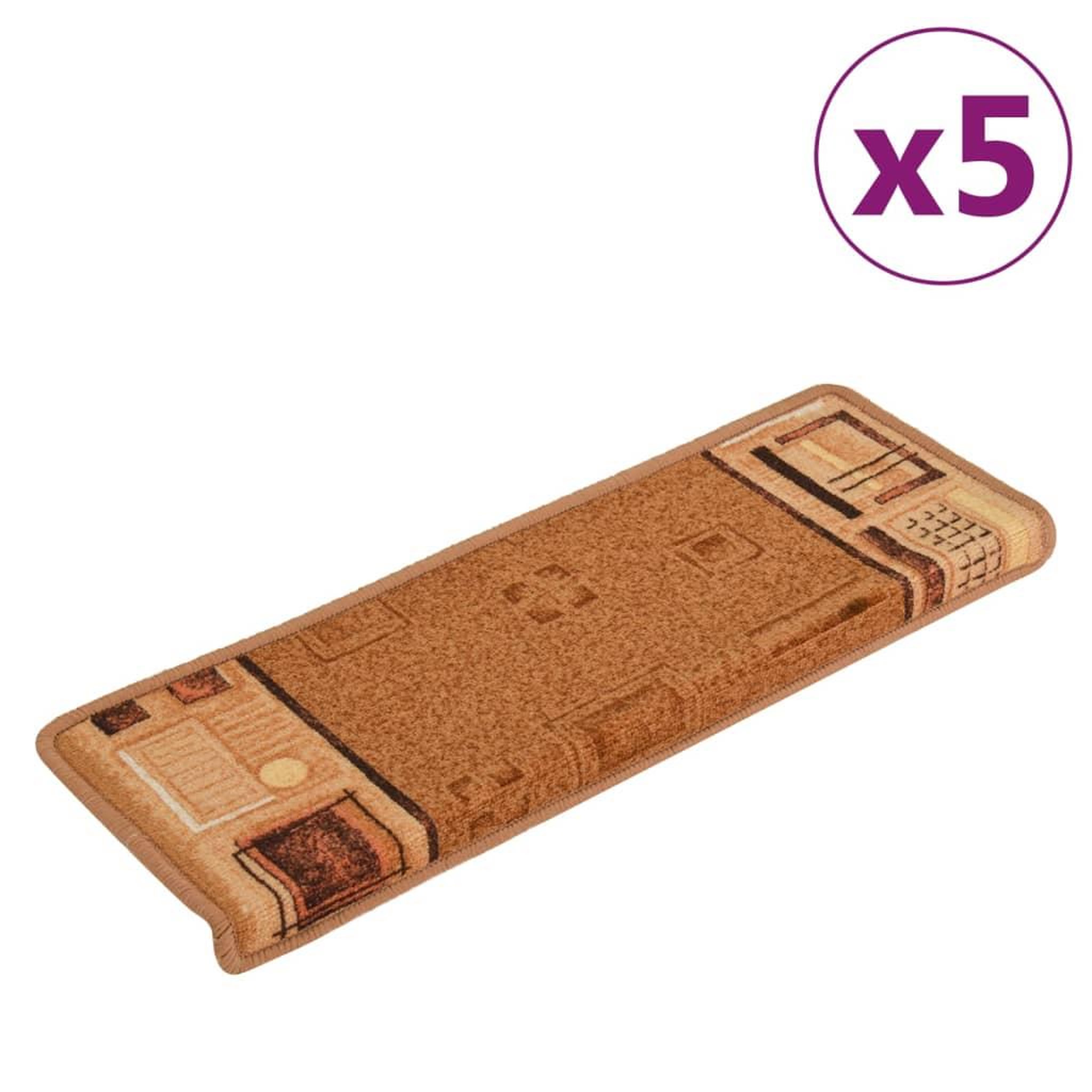 Voir la diapositive 2 : VIDAXL Tapis d'escalier autoadhesifs 5 pcs 65x21x4 cm Beige