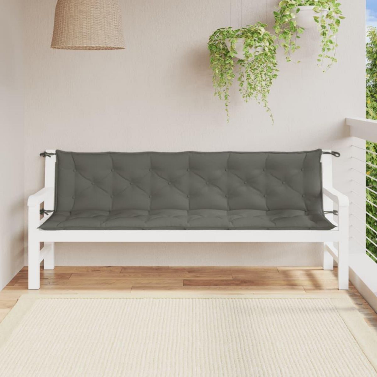 VIDAXL Coussins de banc de jardin lot de 2 gris fonce melange tissu