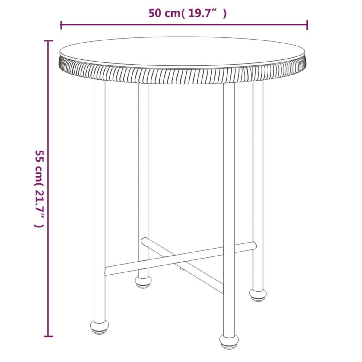 VIDAXL Table de salle a manger Ø50 cm Verre trempe et acier