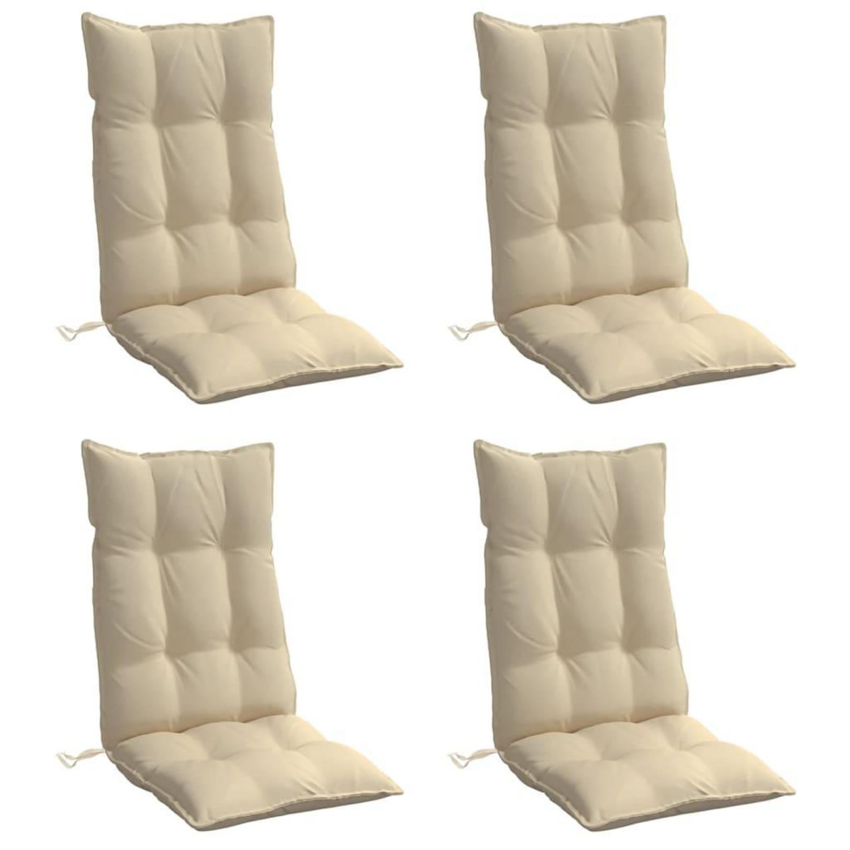VIDAXL Coussins de chaise a dossier haut lot de 4 beige tissu oxford
