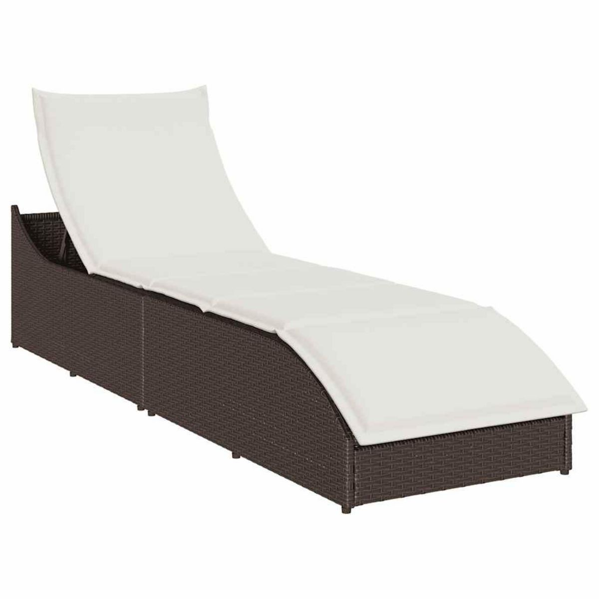 VIDAXL Chaise longue pliante coussin rangement marron resine tressee