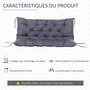 Voir la diapositive 6 : OUTSUNNY Coussin matelas assise dossier pour banc de jardin balancelle canapé 2 places grand confort 120 x 110 x 12 cm gris