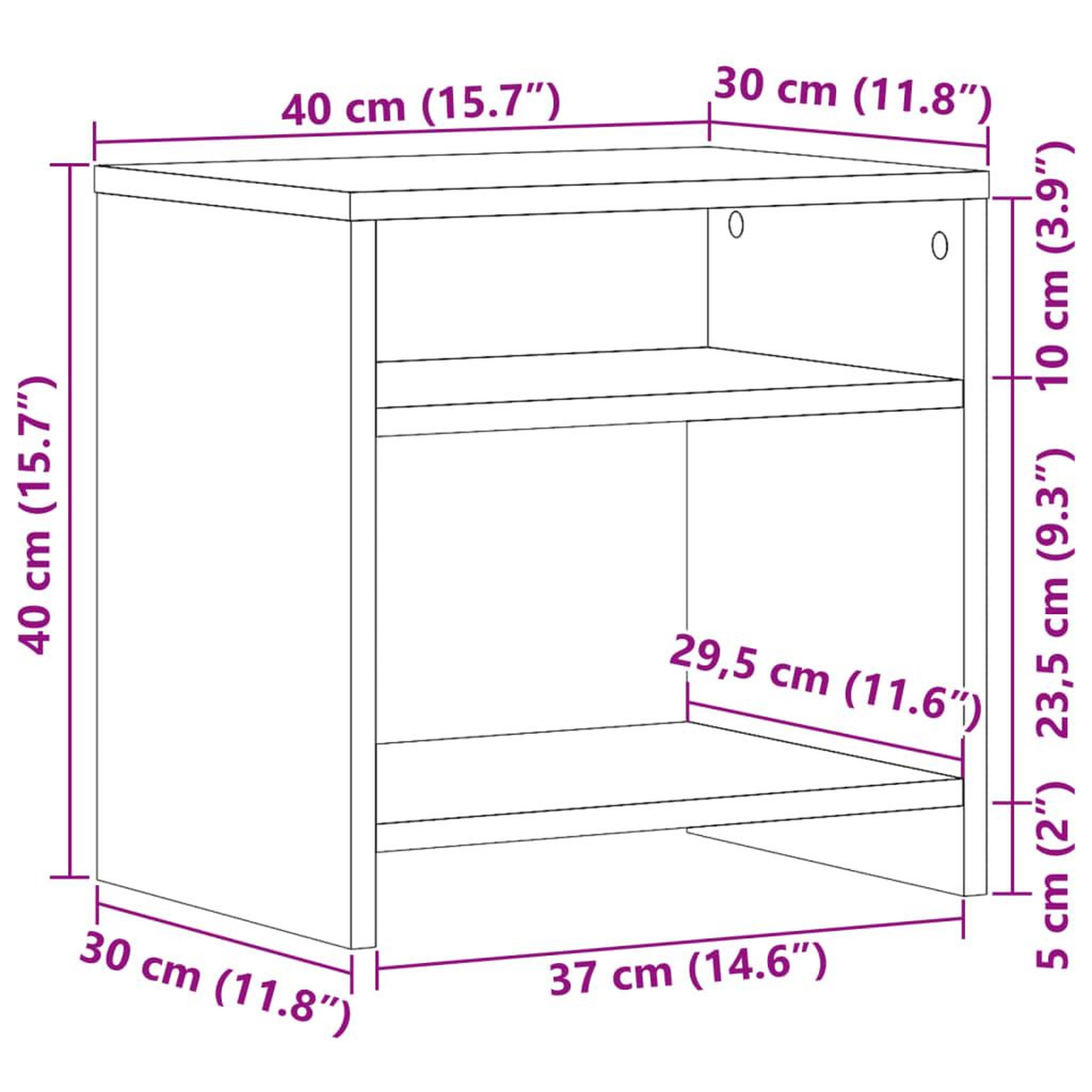 Voir la diapositive 6 : VIDAXL Table de chevet vieux bois 40x30x40 cm bois d'ingenierie
