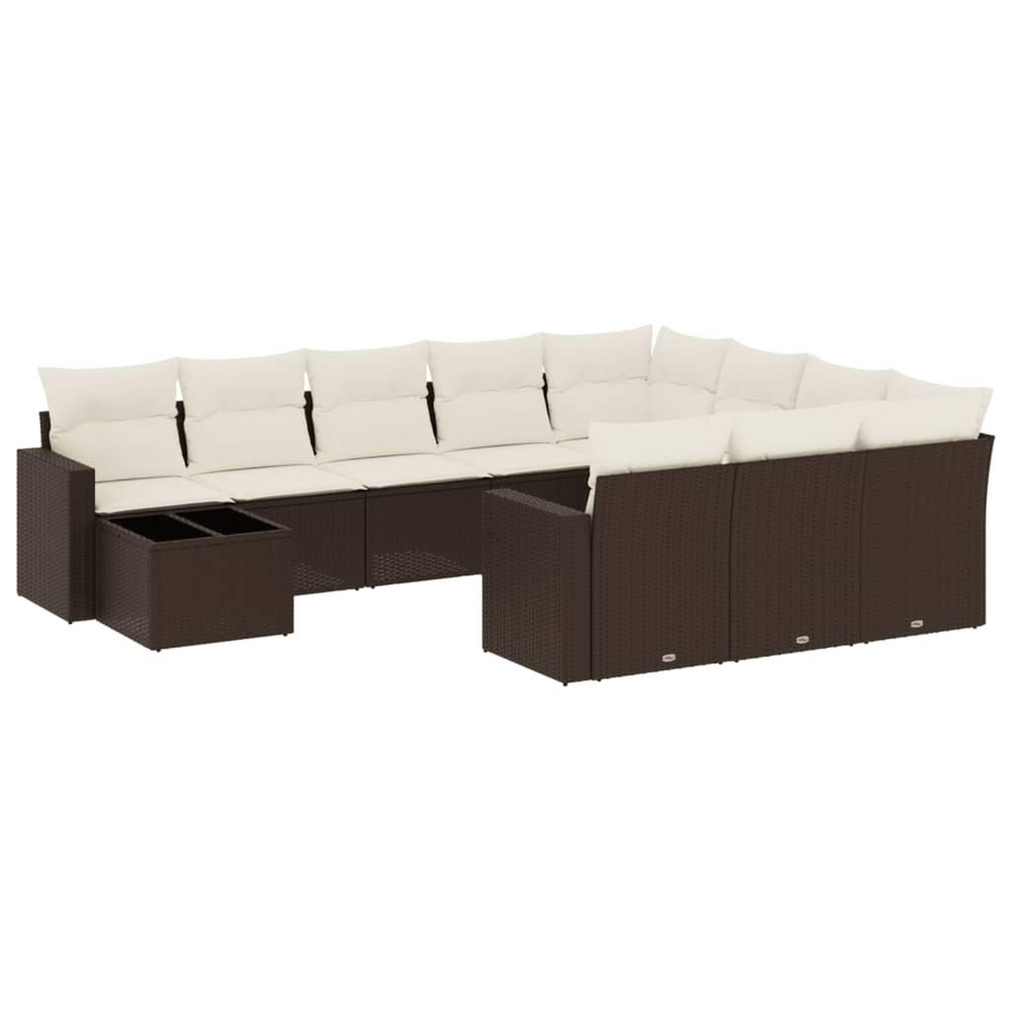 Voir la diapositive 2 : VIDAXL Salon de jardin et coussins 11 pcs marron resine tressee