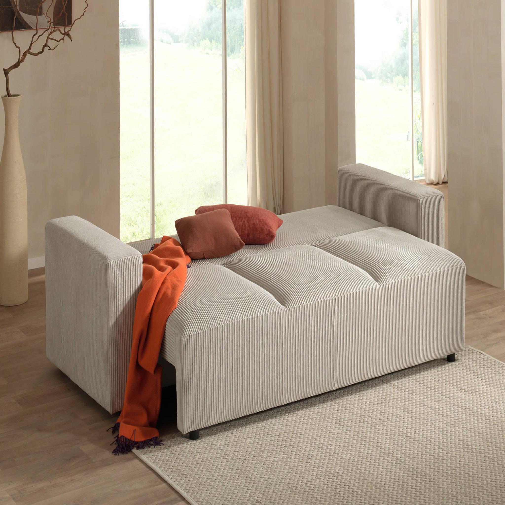 Voir la diapositive 3 : LISA DESIGN Livy - canapé droit convertible - avec coffre - en velours côtelé - 3 places