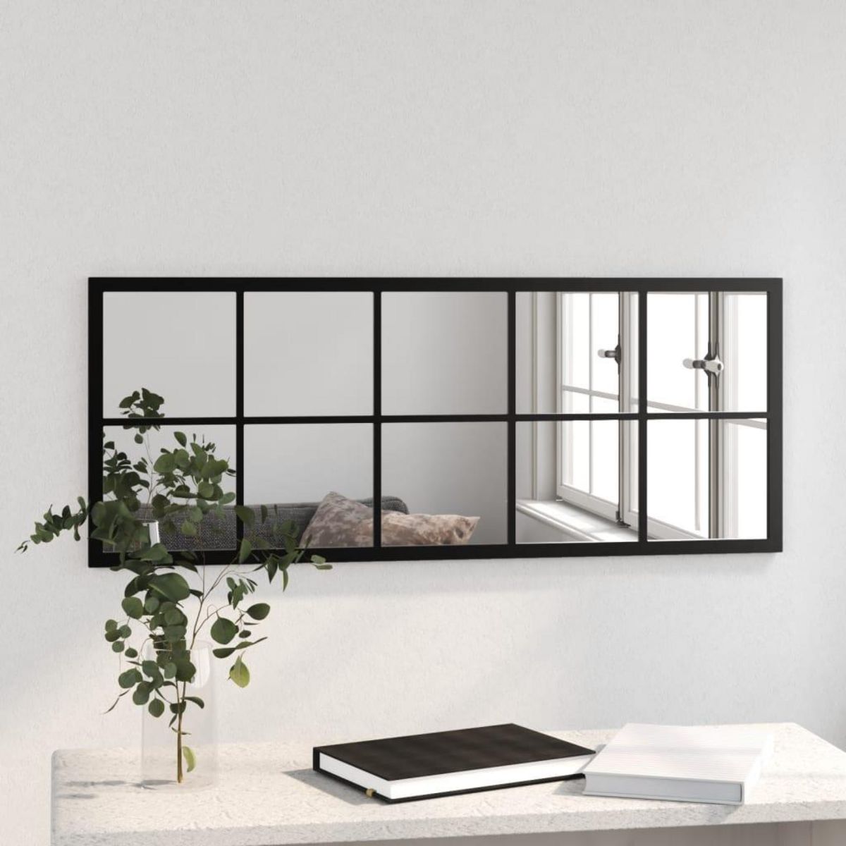 VIDAXL Miroir mural noir 100x40 cm metal