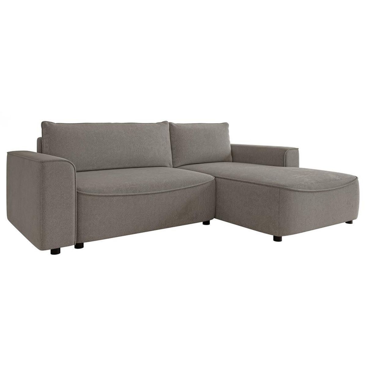 BEST MOBILIER Aurelia - canapé d'angle droit 4 places convertible avec coffre en tissu texturé