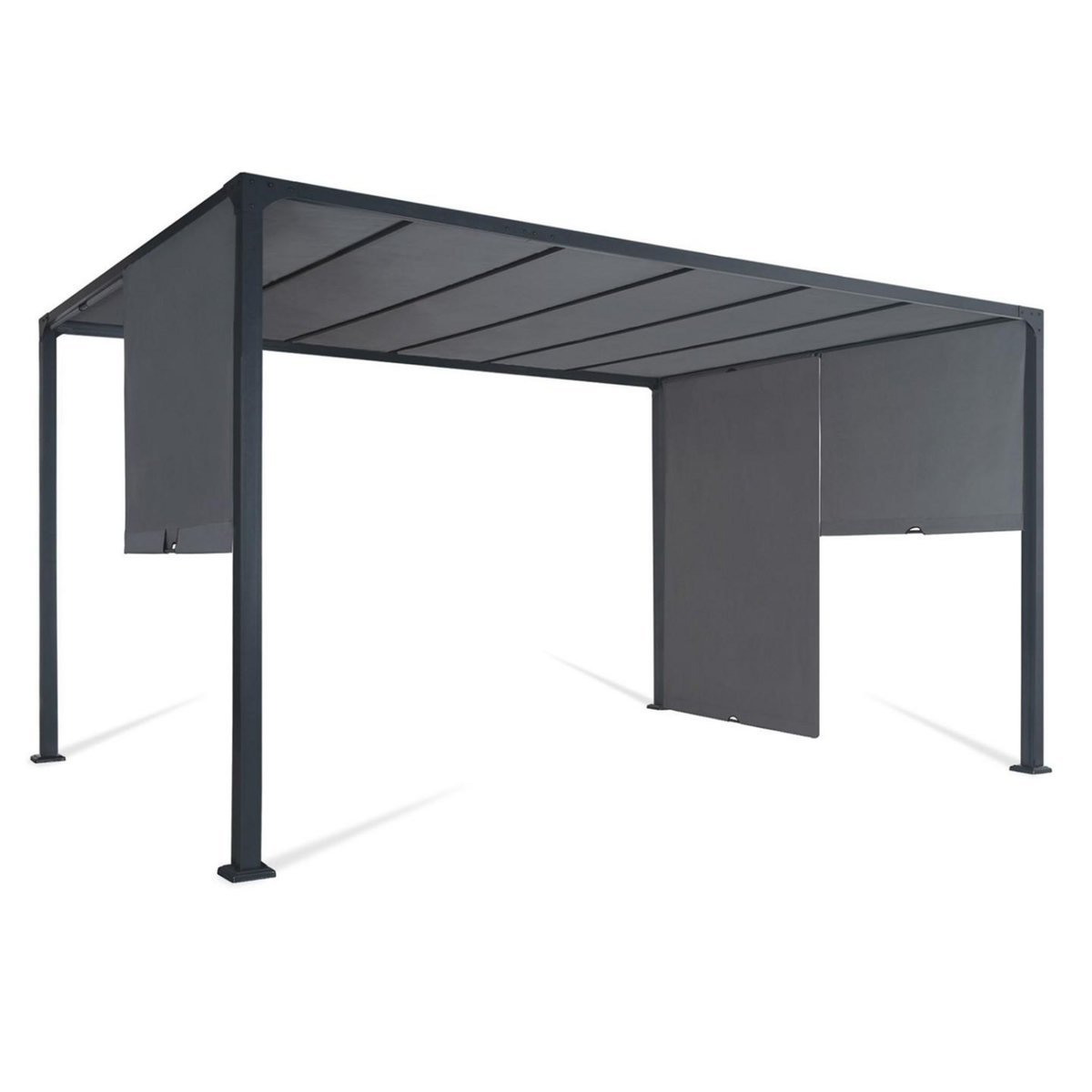 ID MARKET Pergola coulissante 2 pans 3x4 M belvédère de jardin toile gris anthracite