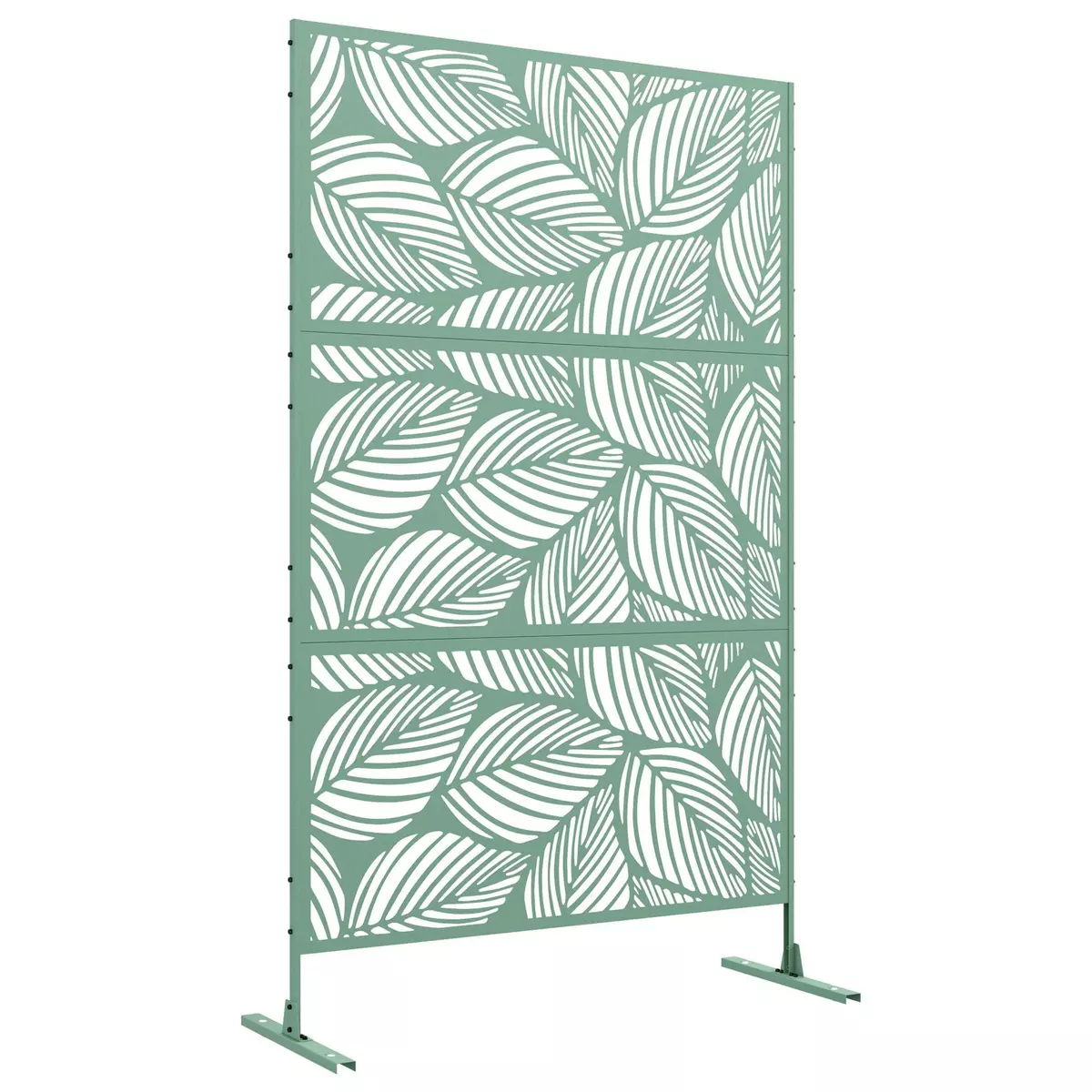 OUTSUNNY Panneau brise vue décoratif paravent extérieur motif végétal métal vert
