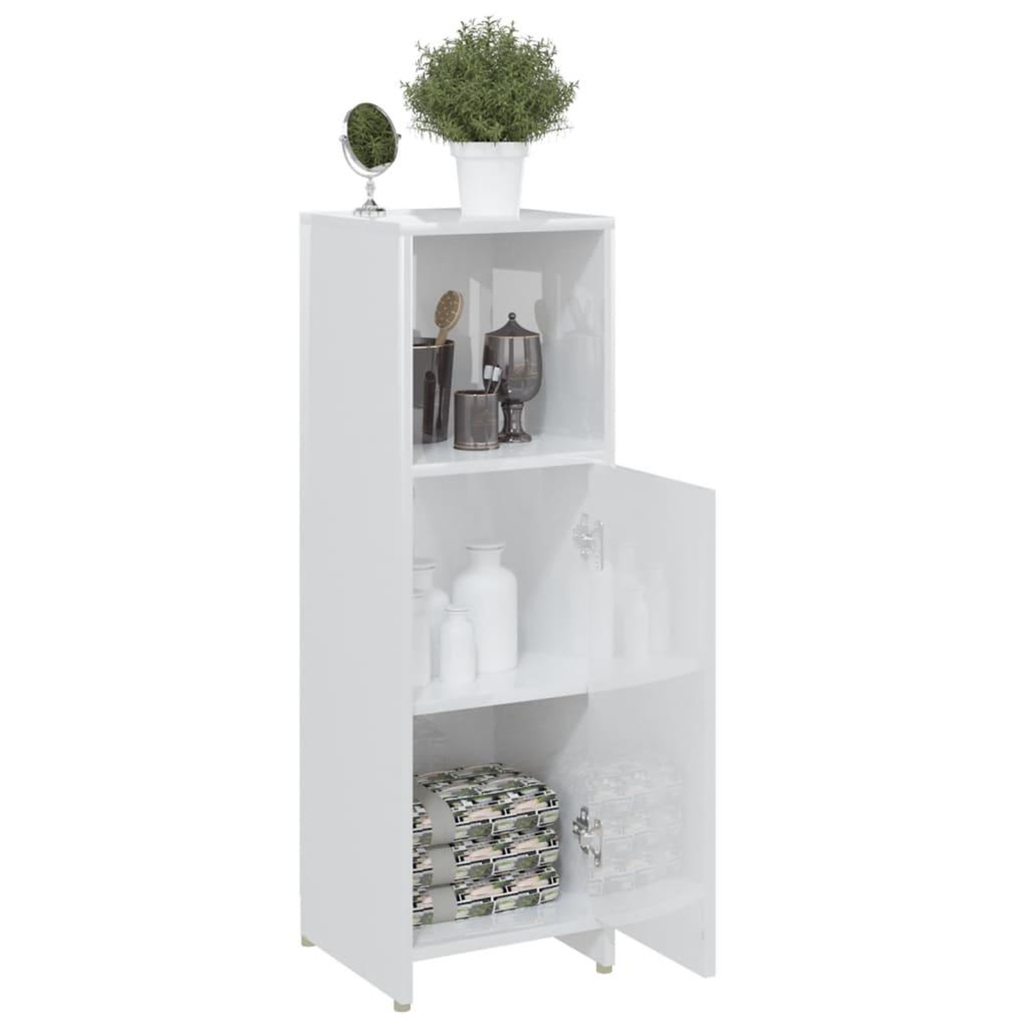 Voir la diapositive 4 : VIDAXL Armoire de salle de bain Blanc brillant 30x30x95 cm