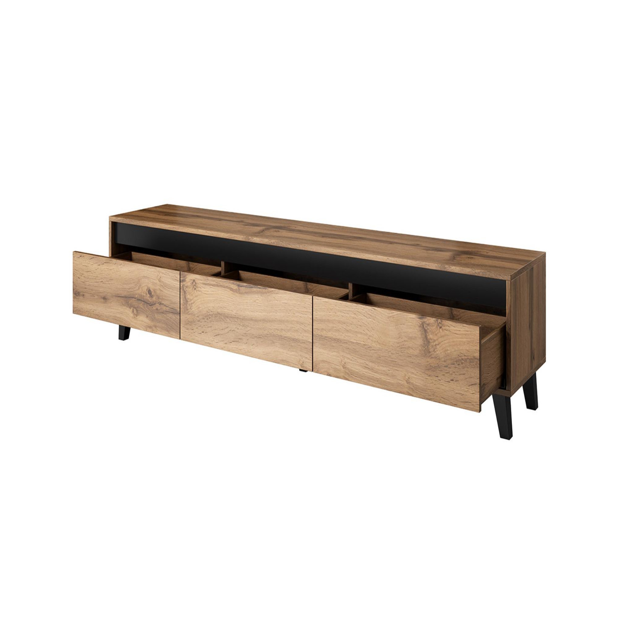 Voir la diapositive 2 : BEST MOBILIER Lord - meuble tv - effet bois et noir - 185 cm - style industriel