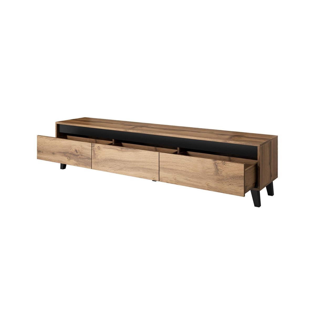 BEST MOBILIER Lord - meuble tv - effet bois et noir - 185 cm - style industriel