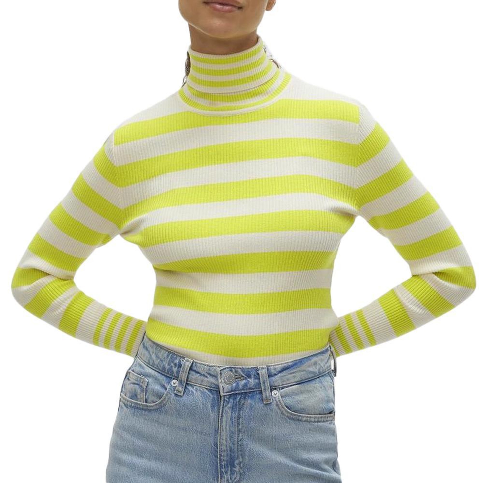 Voir la diapositive 1 : Vero Moda Pull Vert/Ecru  Femme Vero Moda Maxine