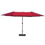 OUTSUNNY Parasol de jardin XXL dim. 4,6L x 2,7l x 2,4H m ouverture fermeture manivelle pied & contrepoids inclus acier polyester haute densité bordeaux