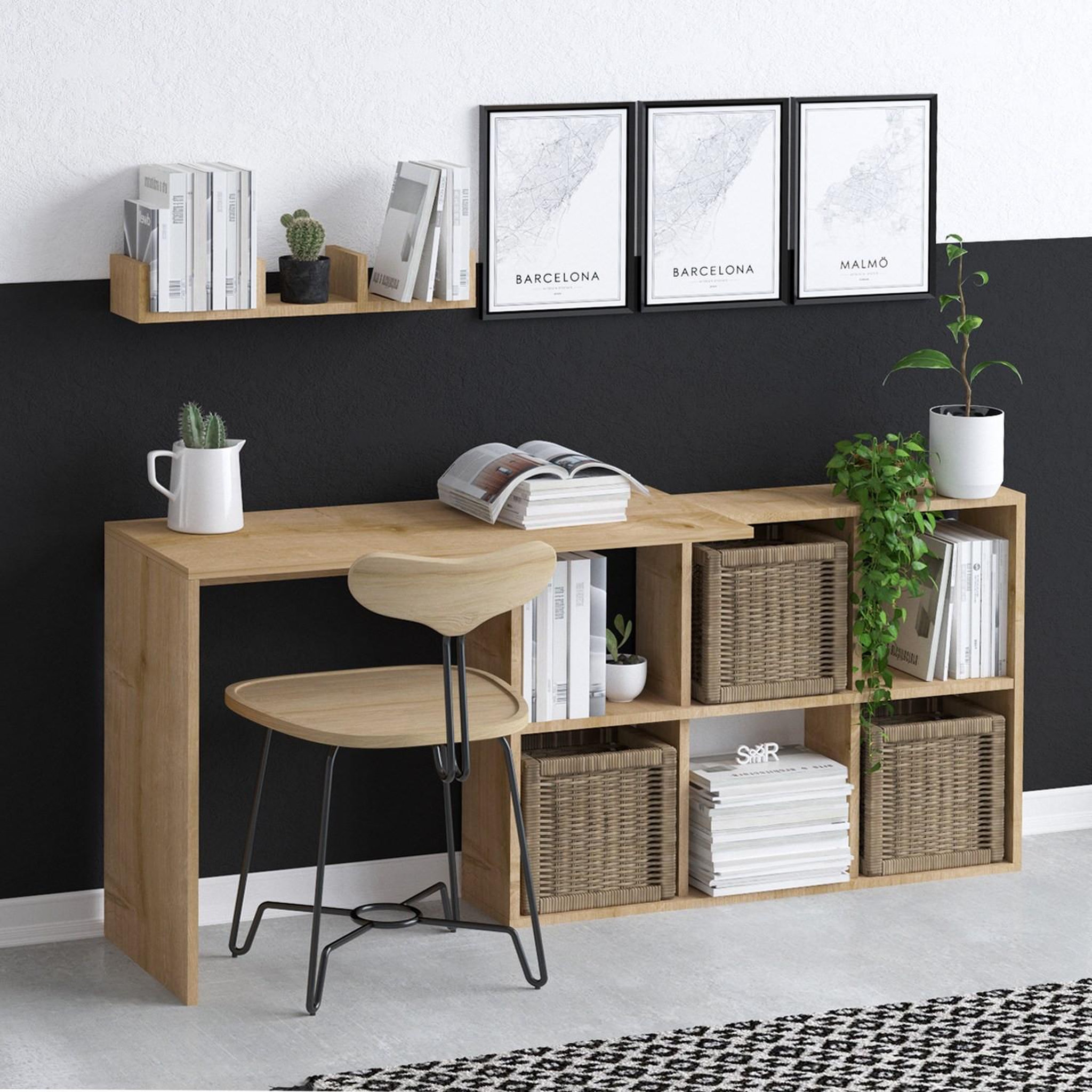 Voir la diapositive 4 : Habitat et Jardin Bureau en bois  blake  74 x 45 x 145 cm - chêne
