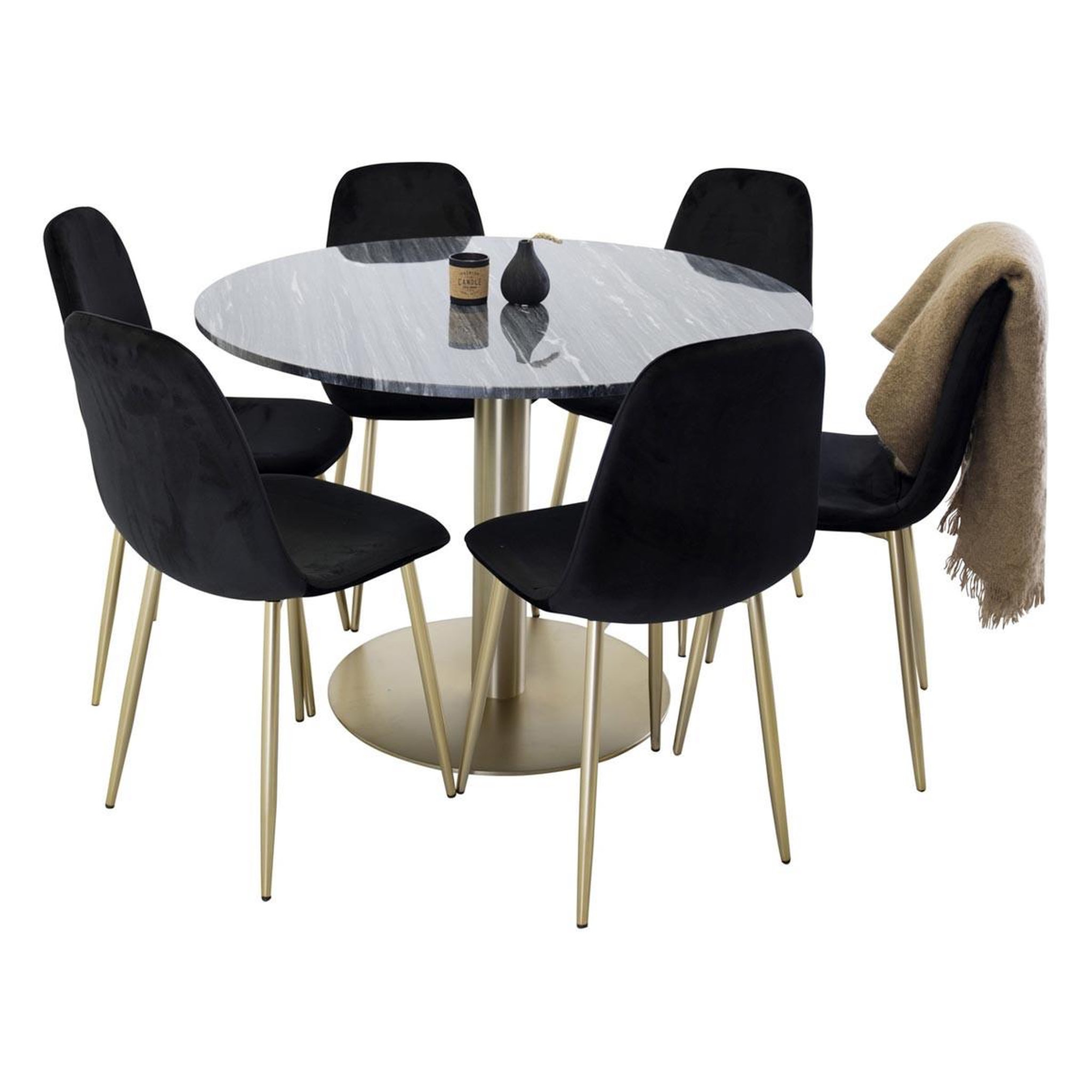 Paris Prix Ensemble table à manger & 6 chaises  estelle ii & polar ii  106cm gris foncé & noir