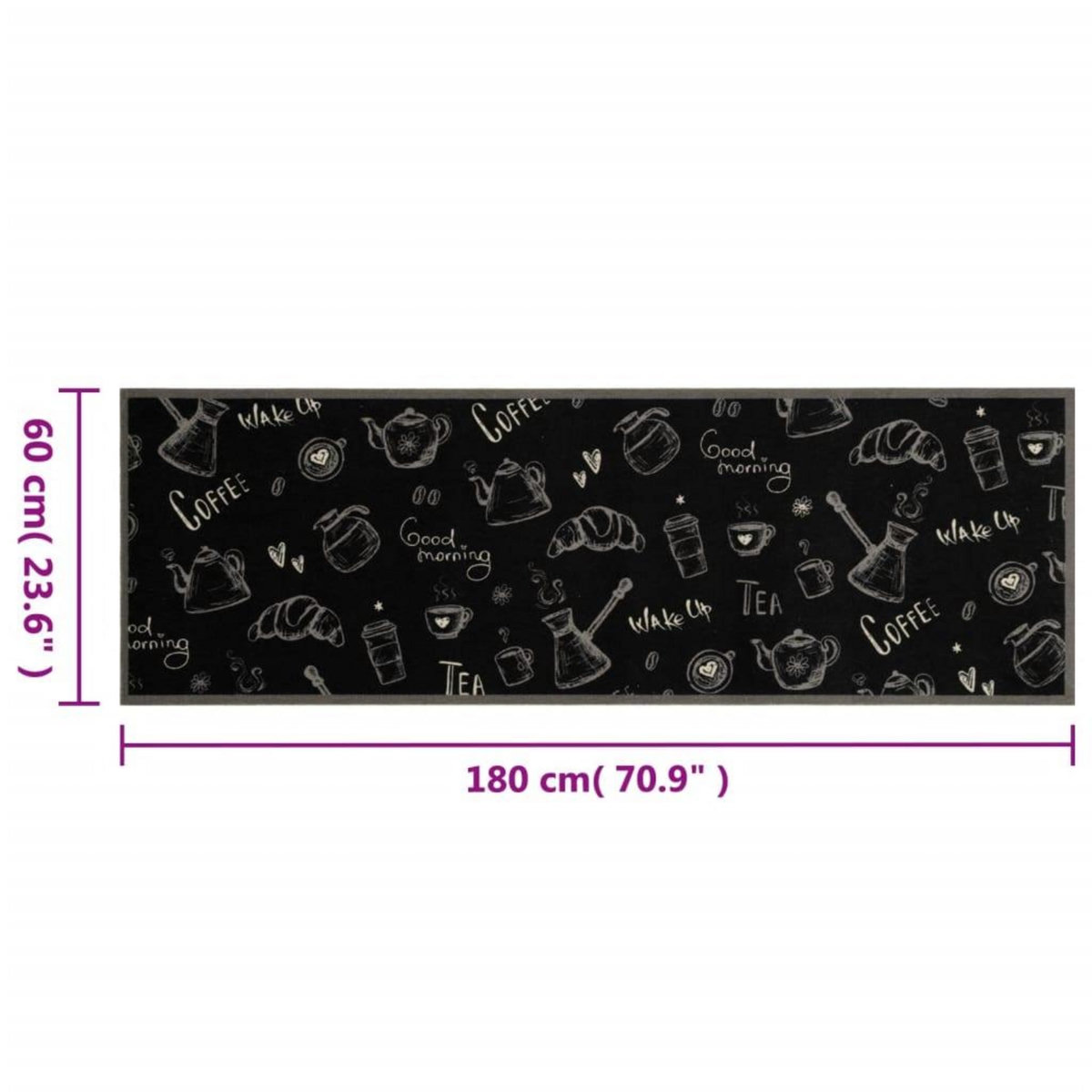 VIDAXL Tapis de cuisine lavable imprime Morning noir 60x180 cm velours