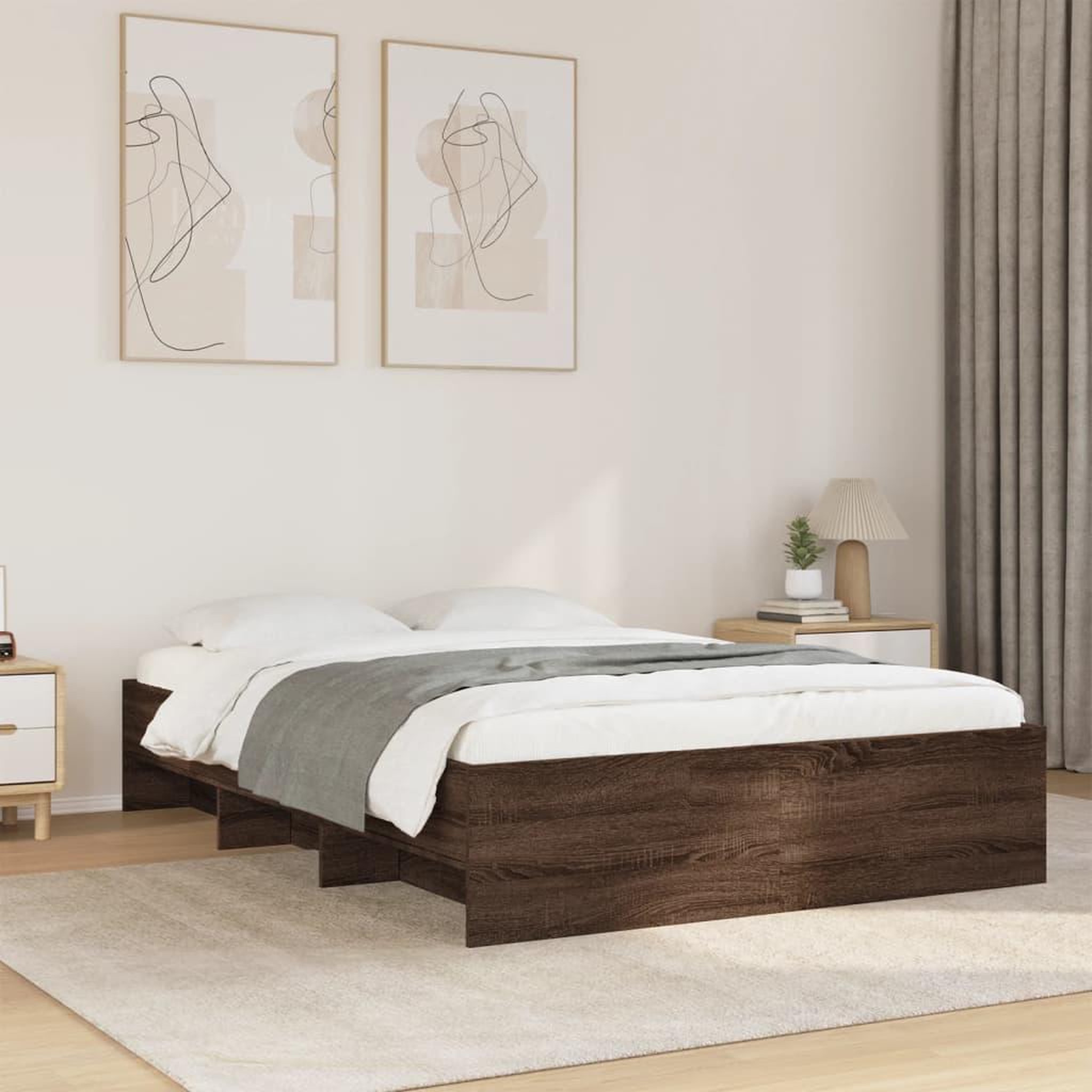 VIDAXL Cadre de lit sans matelas chene marron 135x190 cm