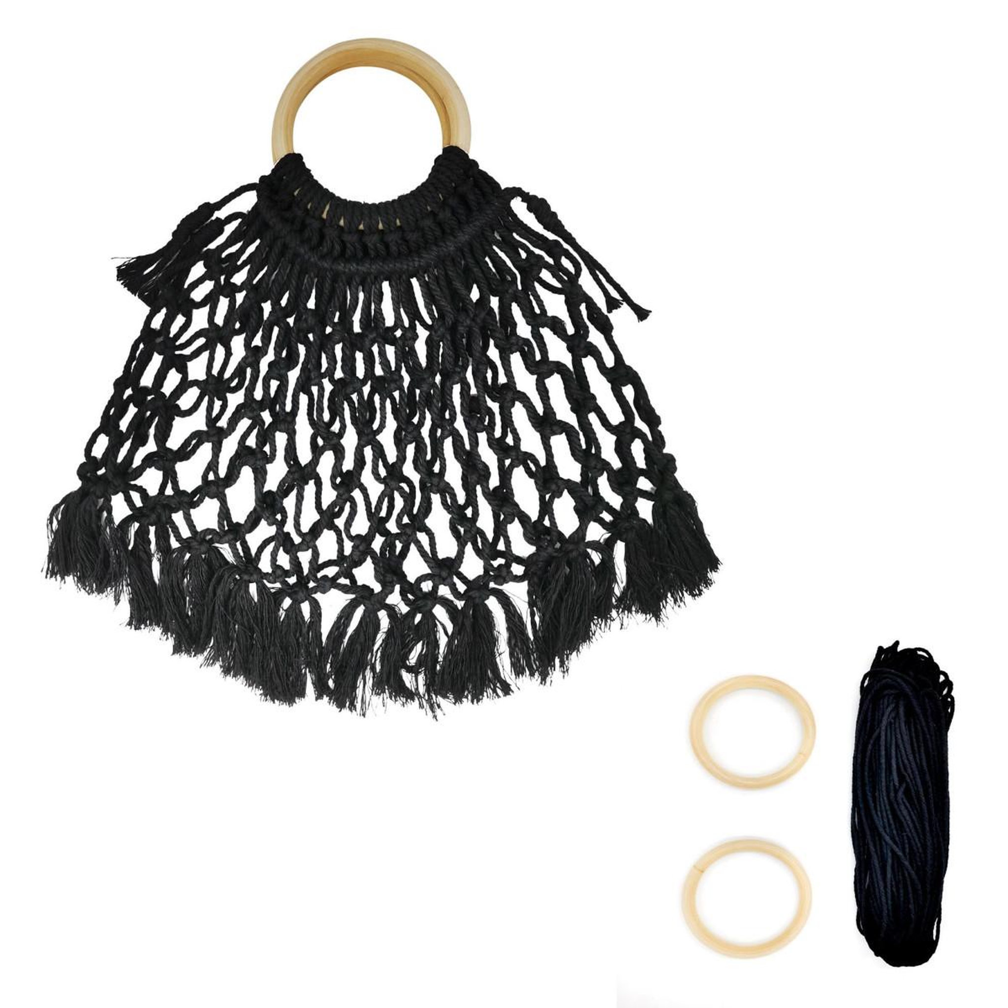 HOMEA Kit Macramé  Tote Bag Filet  30cm Noir
