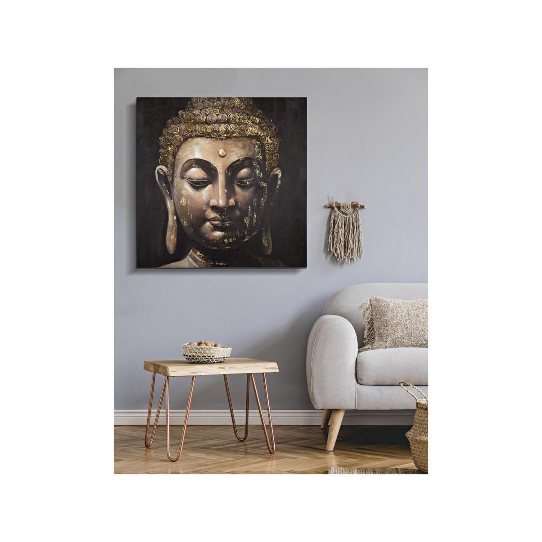 Voir la diapositive 5 : Paris Prix Toile imprimée déco  visage bouddha  100x100cm multicolore