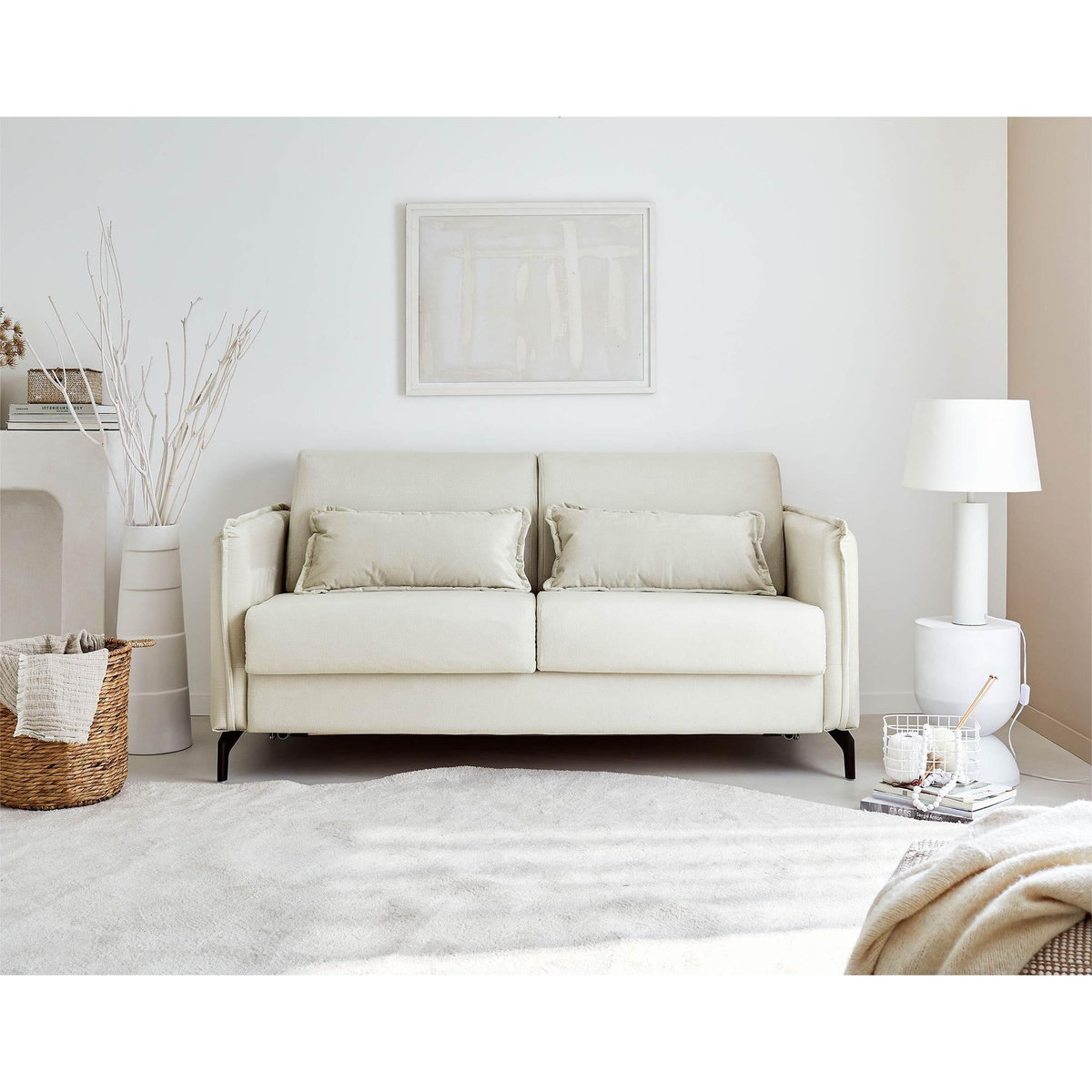 LISA DESIGN Agate - canapé 3 places convertible - couchage quotidien - matelas 14 cm - en velours