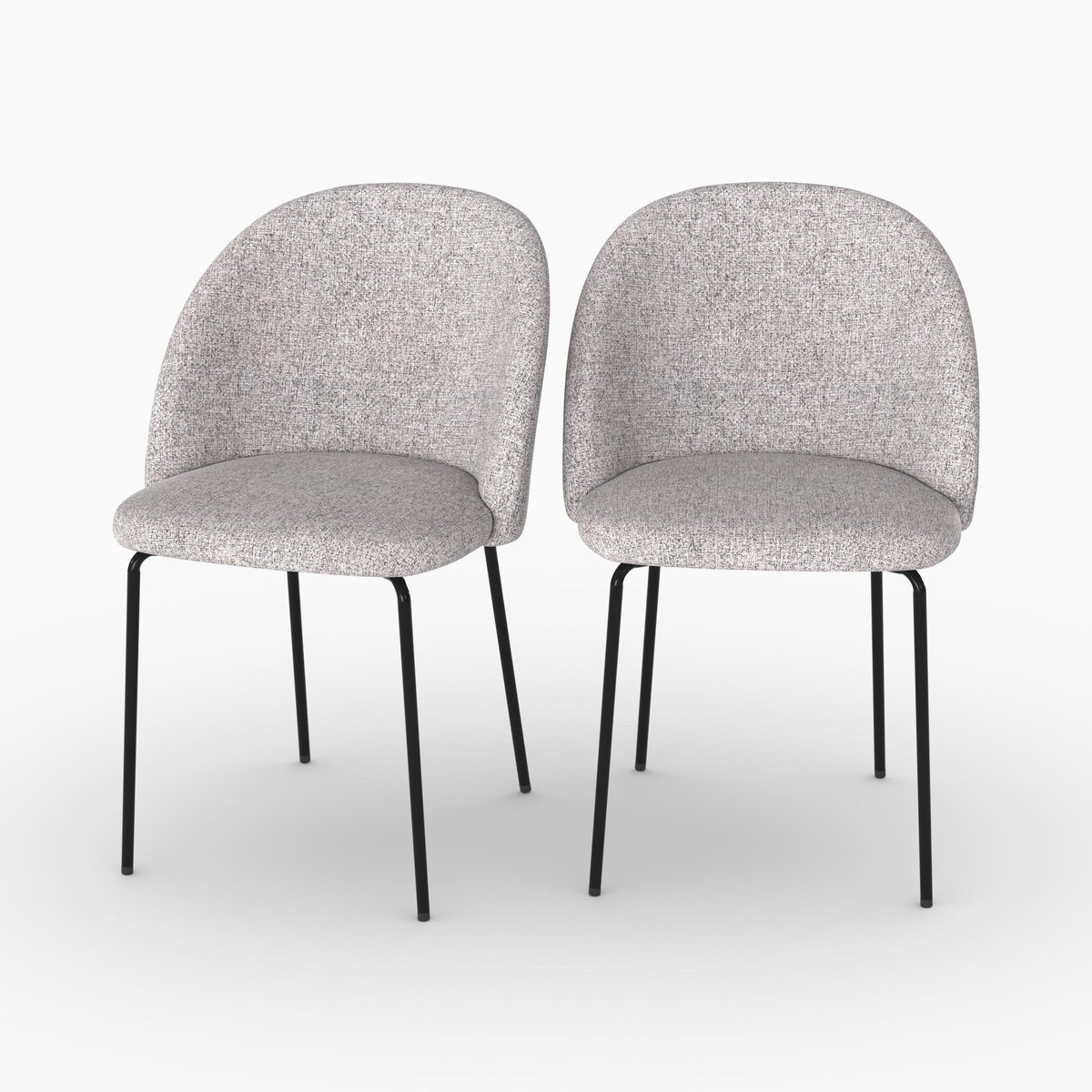 Rendez vous déco Lot de 2 chaises en tissu chiné gris foncé - Karl