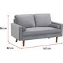 Voir la diapositive 4 : Habitat et Jardin Canapé fixe en velours  Yannick  - 82 x 147 x 86 cm - 2 places - Gris clair.