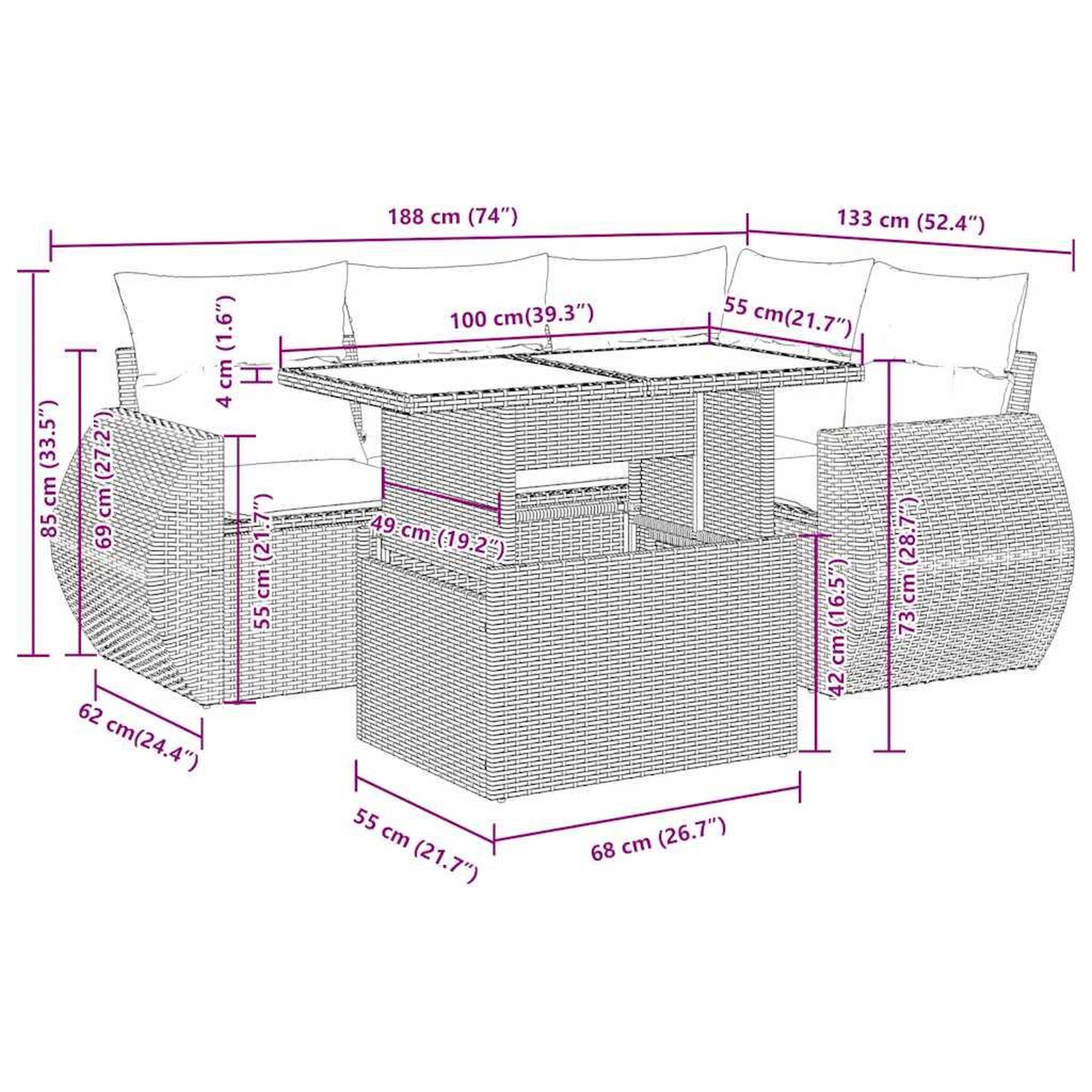 Voir la diapositive 6 : VIDAXL Salon de jardin 5 pcs avec coussins noir resine tressee