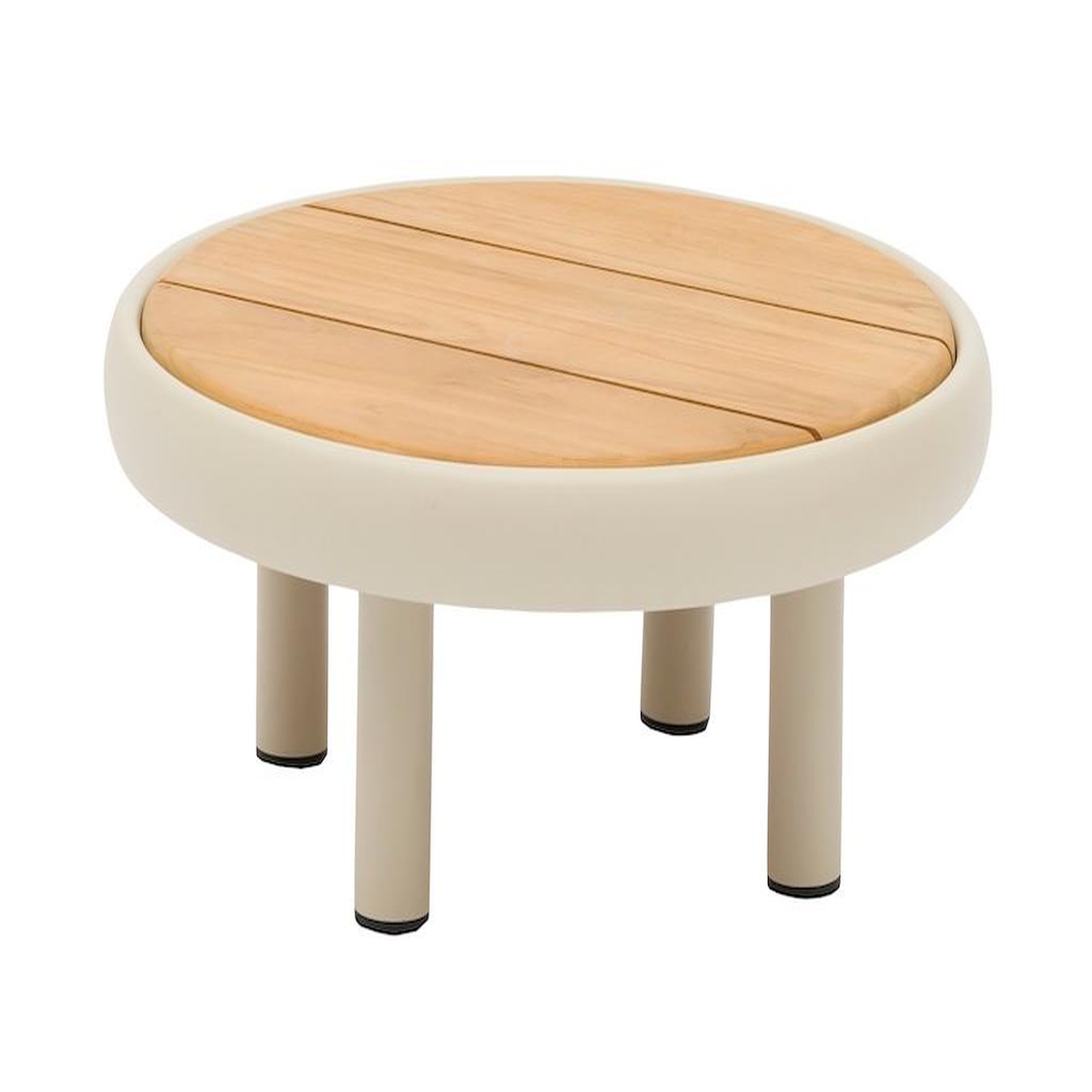 Proloisirs Table basse ronde NUAGE - Ø60 cm - Aluminium époxy et teck FSC - Crème