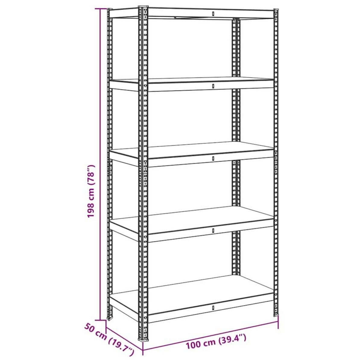 VIDAXL Etagere de rangement 5 niveaux Argente Acier et bois ingenierie