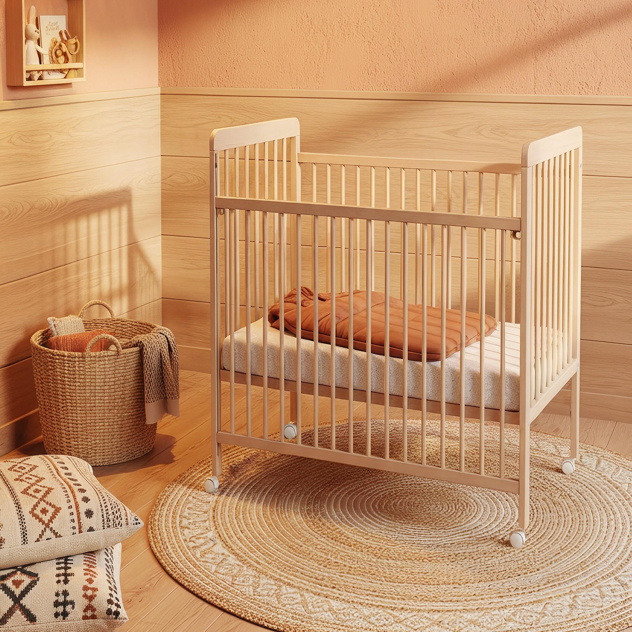 Voir la diapositive 2 : AT4 Lit bébé coulissant en bois avec matelas ESSENTIEL 60 x 120 cm