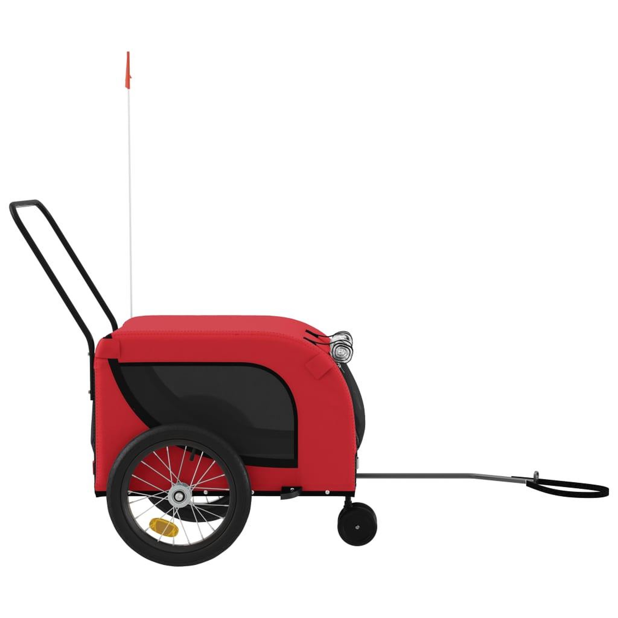 Voir la diapositive 5 : VIDAXL Remorque de velo pour animaux de compagnie rouge et noir