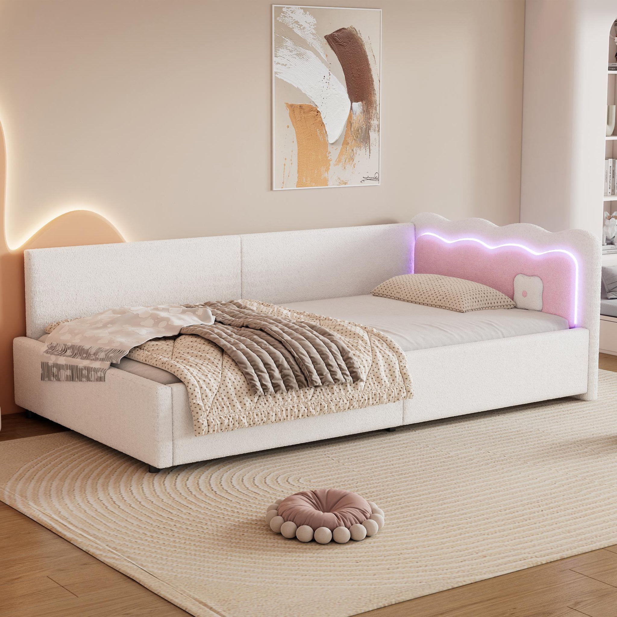 Voir la diapositive 2 : MERAX Lit simple rembourré 90x200cm